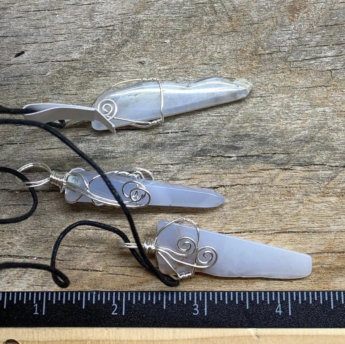 Chalcedony Wire Wrapped Necklace 1119 Handmade - Shop Wholesale Crystals