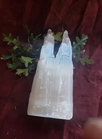 Selenite Double Castle. 6", Generator, Crown Chakra Crystal , Selenite Generator, Crystal Grid, Selenite Pillar, Moon Goddess S-0038 Shop Wholesale Crystals