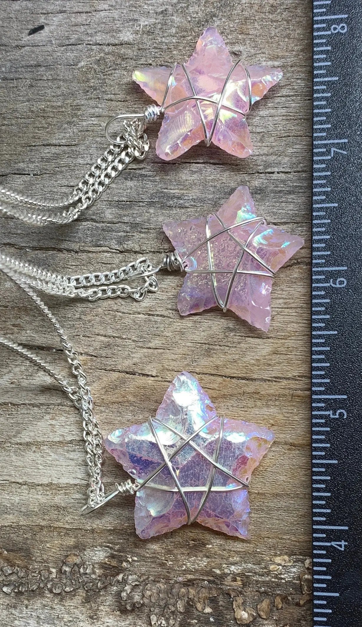 Pink Angel Aura Opalite Star, Handmade Wire Wrapped Necklace NCK-2006 Shop Wholesale Crystals