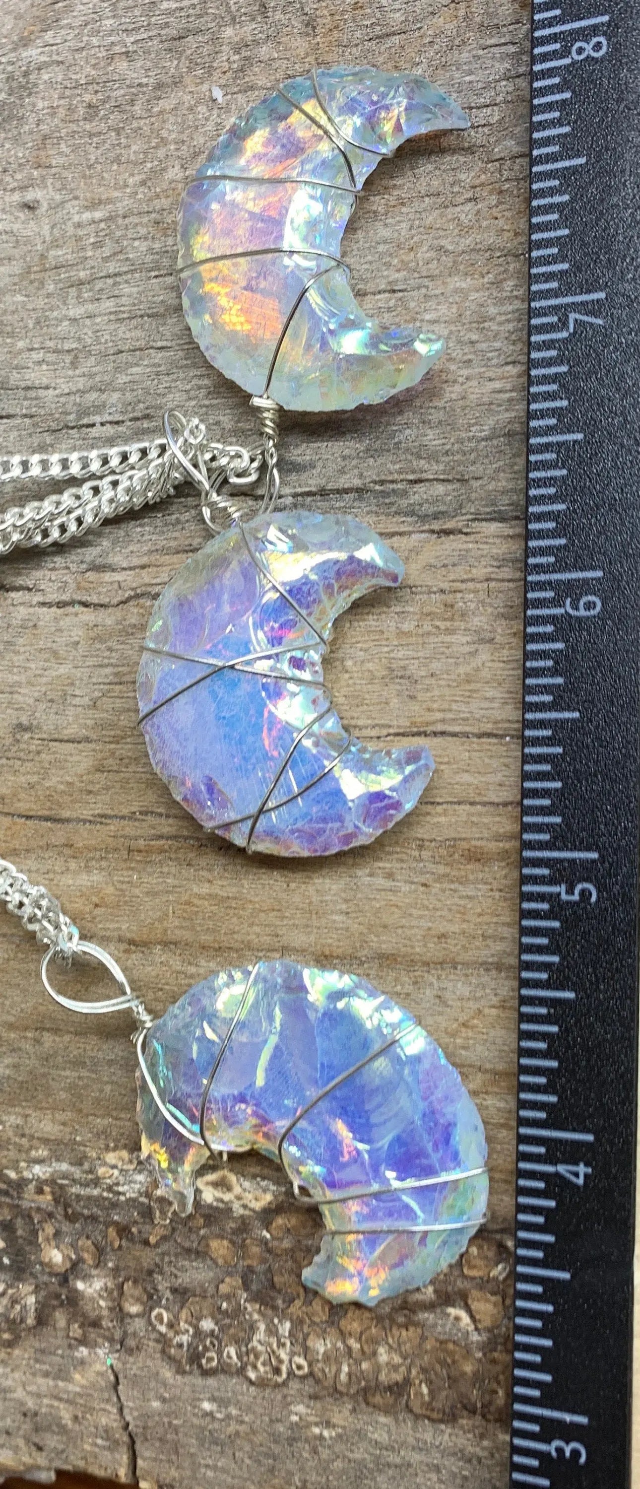 Angel Aura Opalite Moon Handmade Wire Wrapped Necklace NCK-2002 Shop Wholesale Crystals