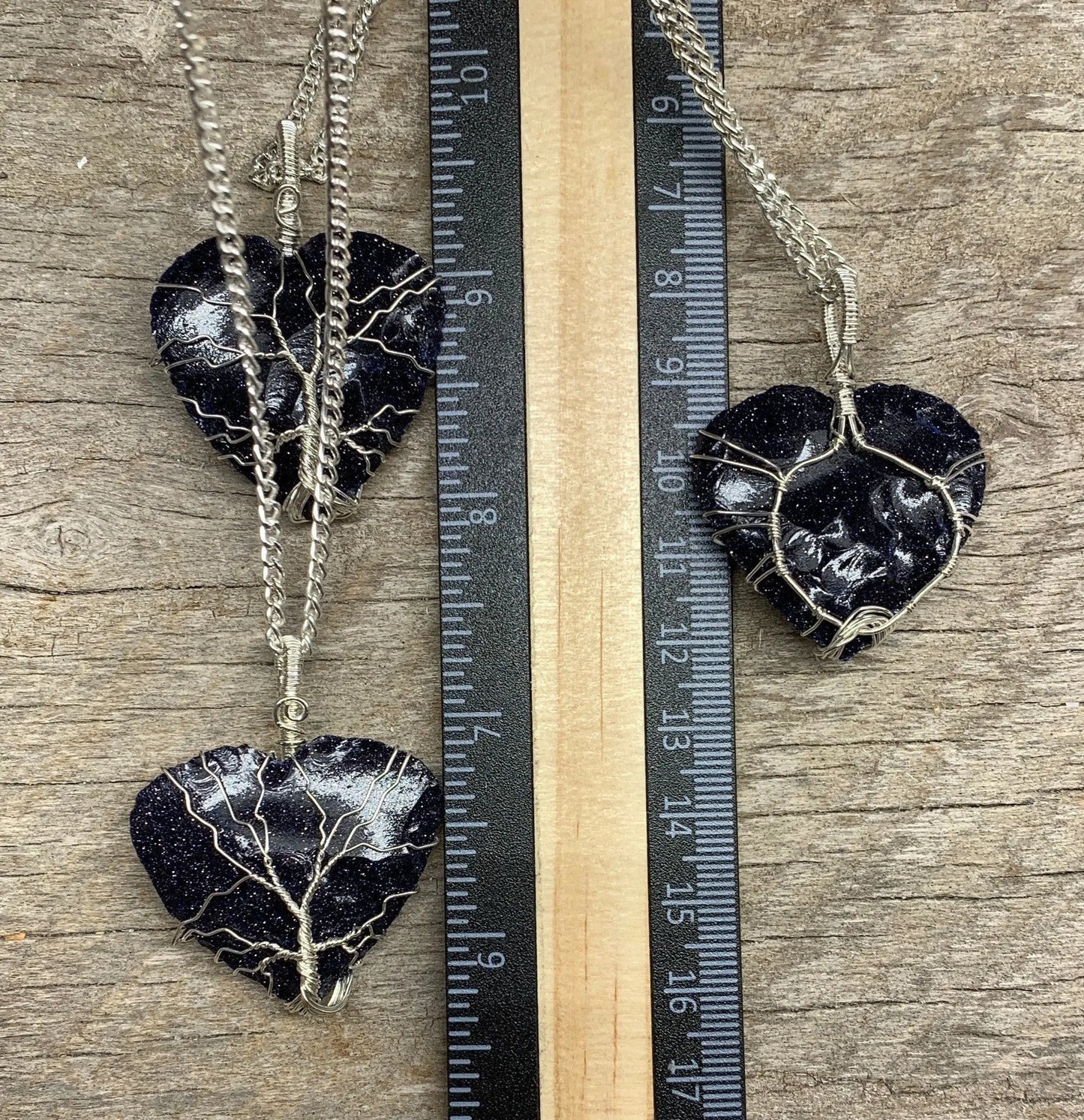 Blue Goldstone Knapped Wire Wrapped Necklace NCK-2379 Tree Of Life Shop Wholesale Crystals