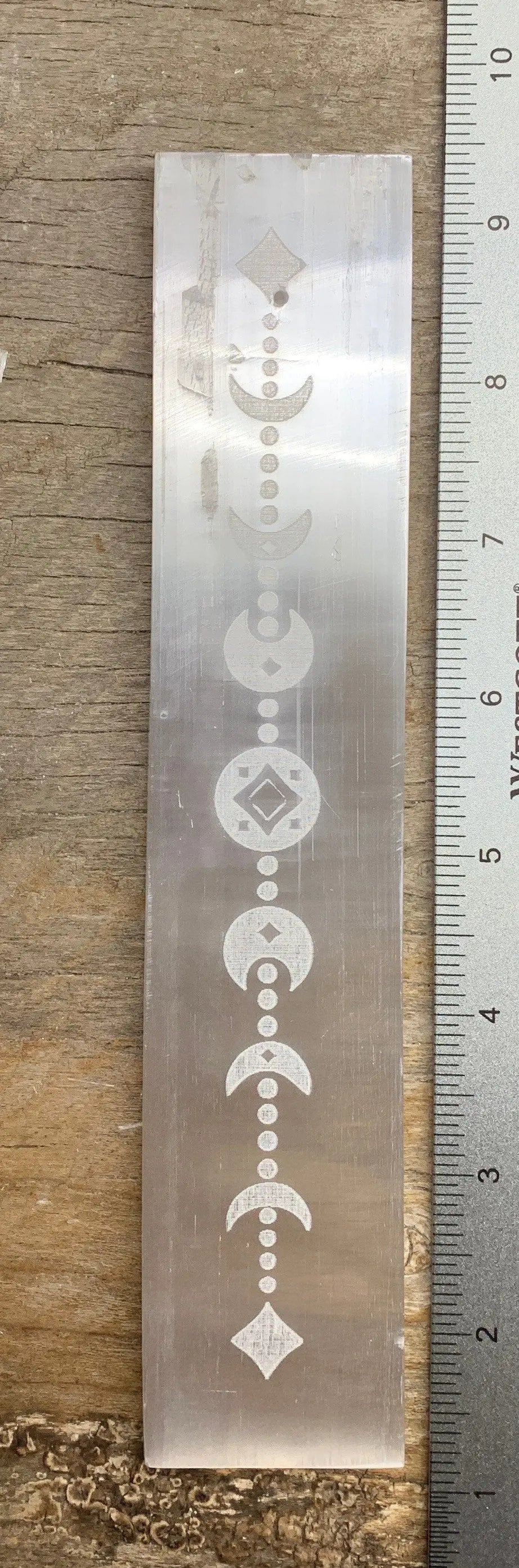 Moon Phase Etched Selenite Plate 8” S-0051 Shop Wholesale Crystals