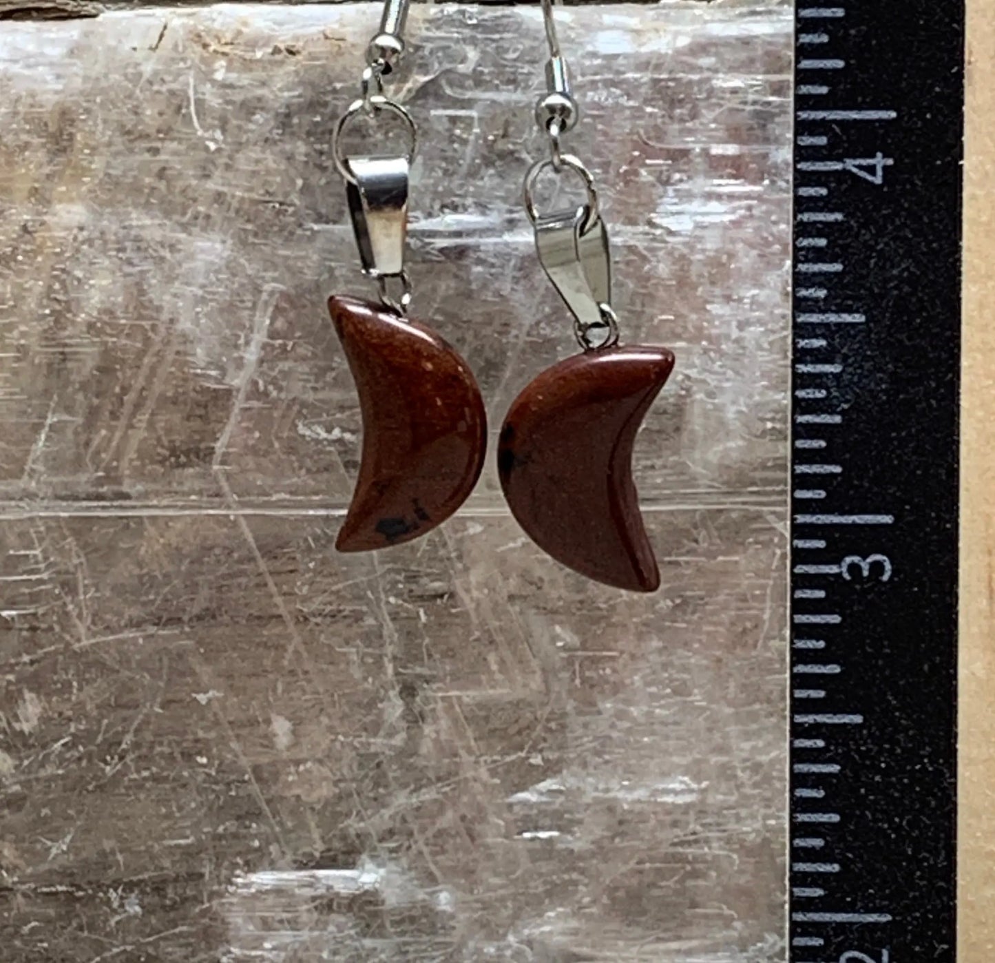 Mahagony Obsidian Moon Earrings EAR-0036 Shop Wholesale Crystals