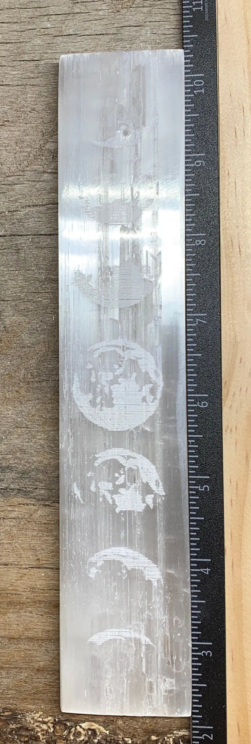 Moon Phase Etched Selenite Plate 8” S-0052 Shop Wholesale Crystals