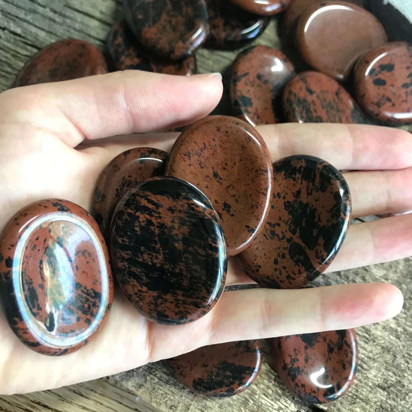 Mahogany Obsidian Worry Stone (Approx. 1 3/4" x 1 1/3") Polished Stone for Wire Wrapping or Crystal Grid Supply 1423 Shop Wholesale Crystals