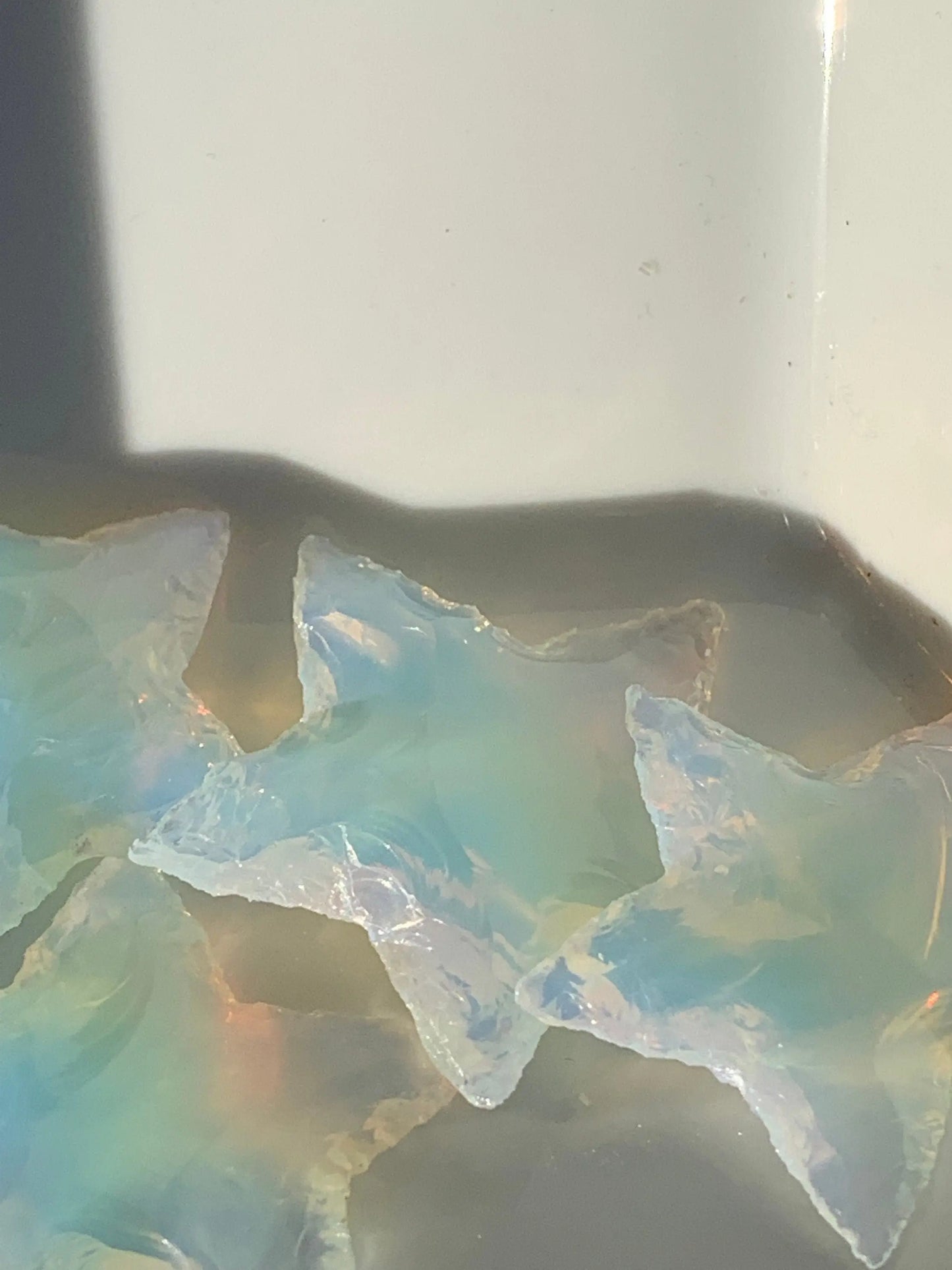 Opalite Knapped Star (Approx. 1" - 1 5/8” long) Polished Iridescent Stone, for Wire Wrapping or Crystal Grid Supply 1351 Shop Wholesale Crystals