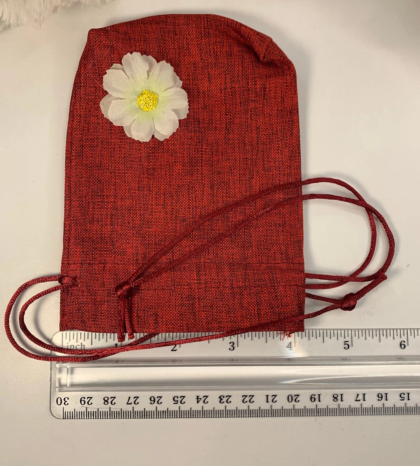 Red Burlap Flower Drawstring Bag (Approx. 4 1/8" x 5 1/4") BAG-0006 Shop Wholesale Crystals