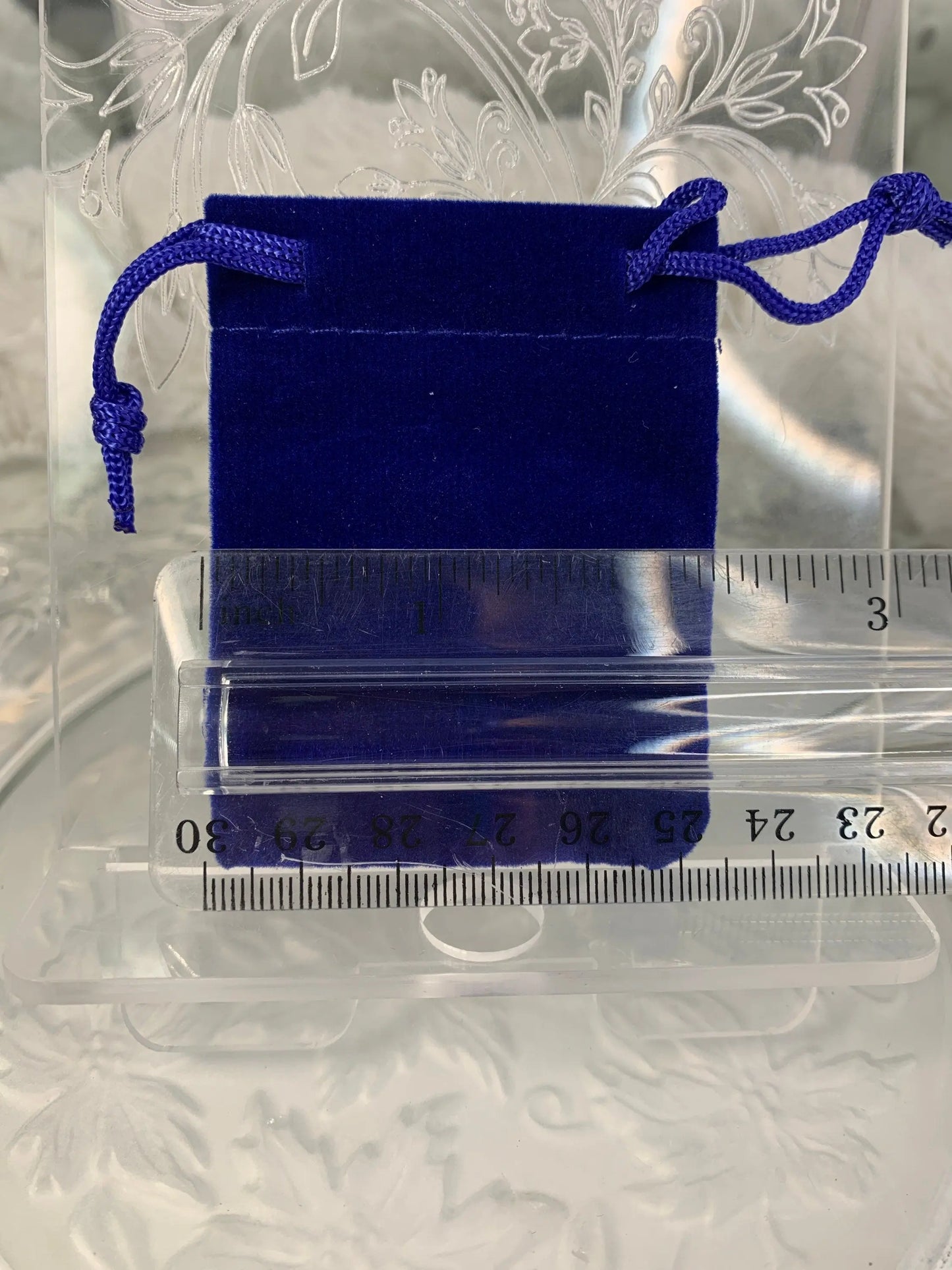 Blue Velvet drawstring Bag (Approx. 2" x 3") BAG-0008 Shop Wholesale Crystals