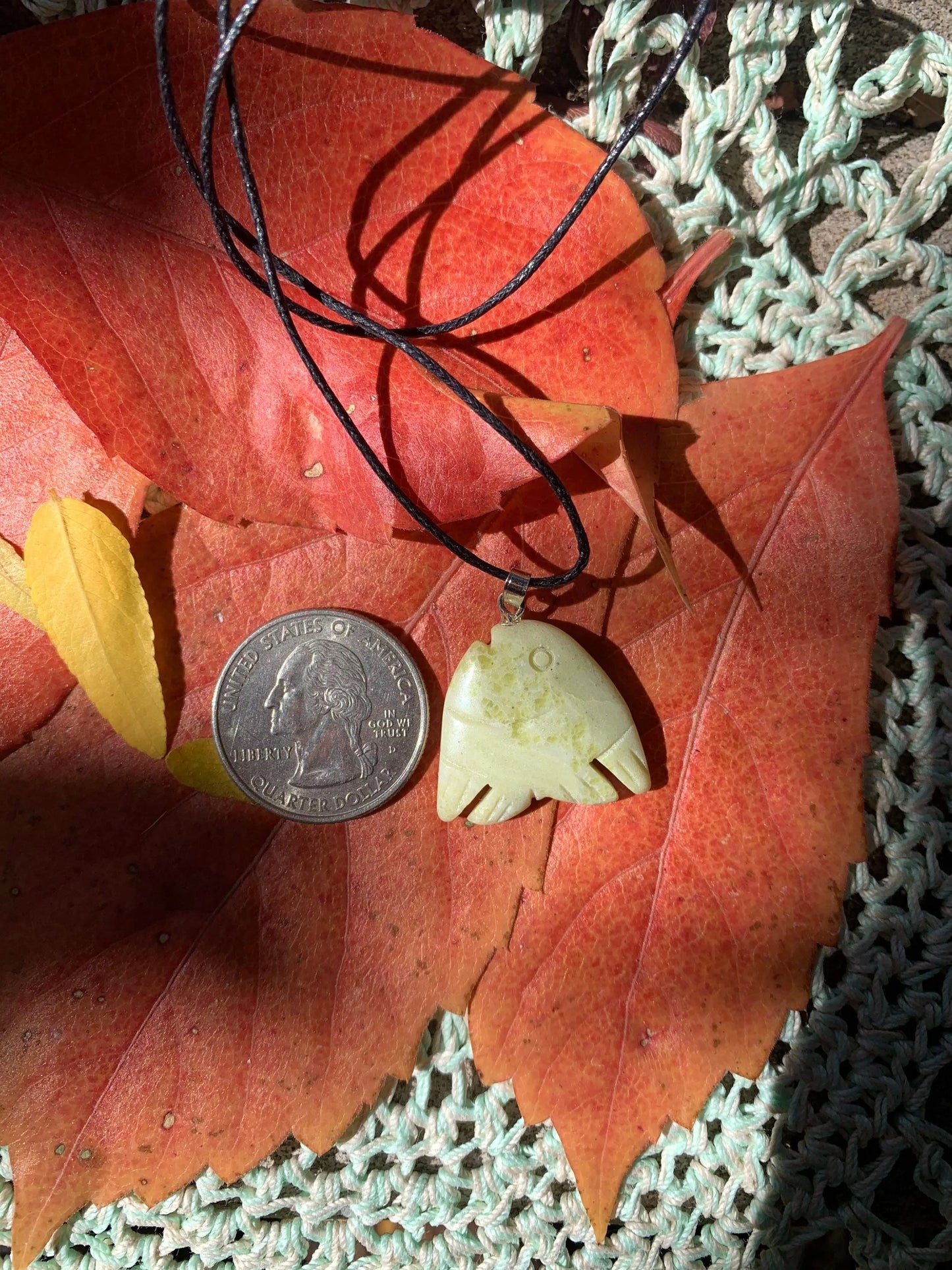 Green Jasper Fish Necklace. Heart Healing, Stability NCK-0010 Shop Wholesale Crystals