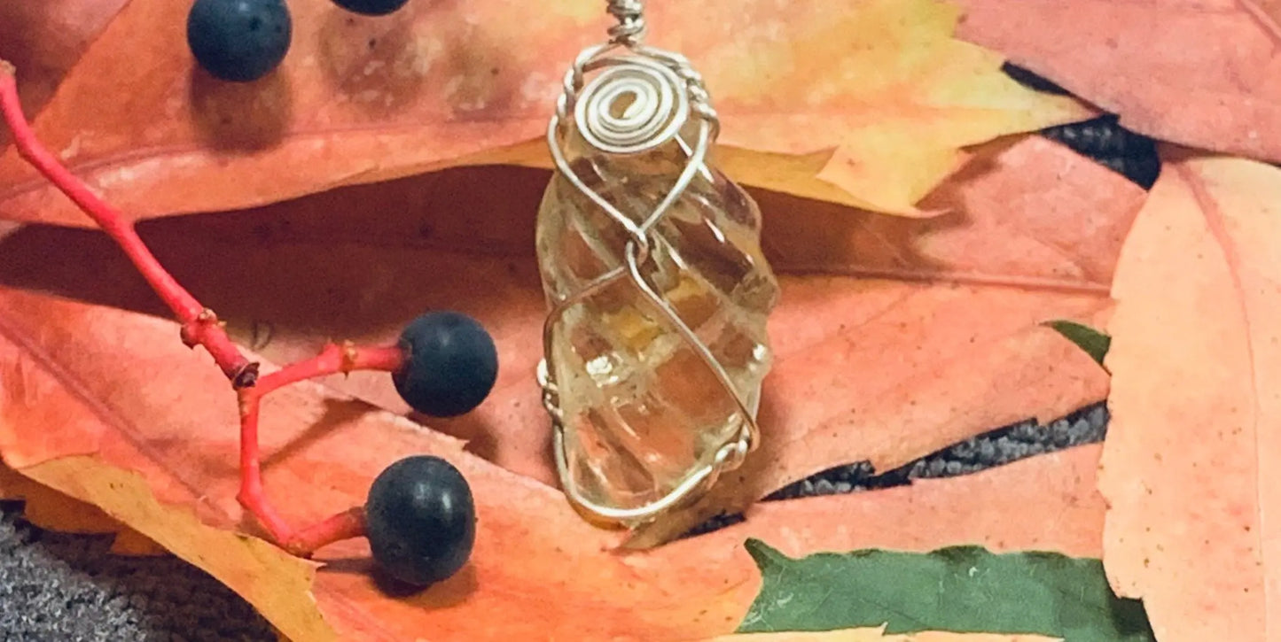 Citrine Sterling Silver, Wire Wrapped Necklace HOT ITEM, HOT-0023 Shop Wholesale Crystals