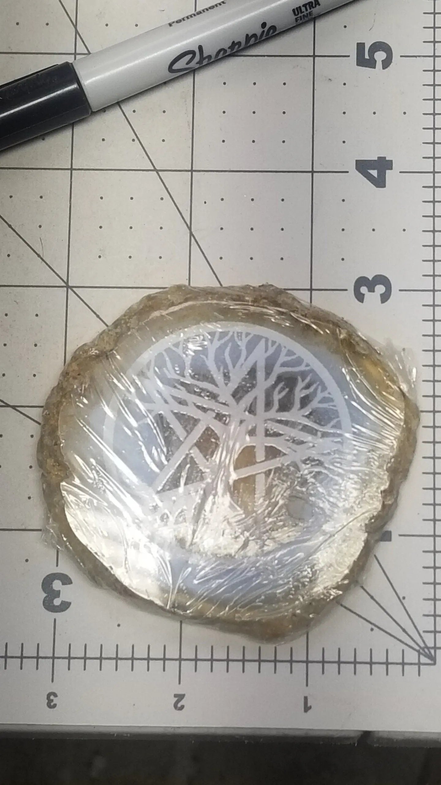 Agate Etched Slab, Tree of Life Star Carving (Approx 3 1/4") Natural Agate Carving Age Box-1 Shop Wholesale Crystals