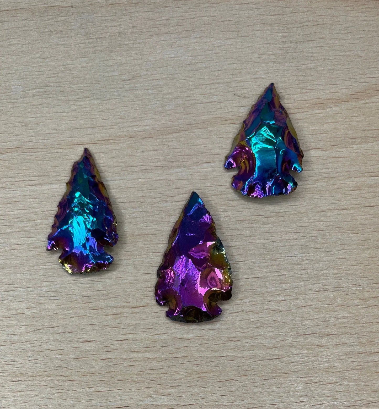 Rainbow Aura Knapped Arrowhead 1347 Shop Wholesale Crystals