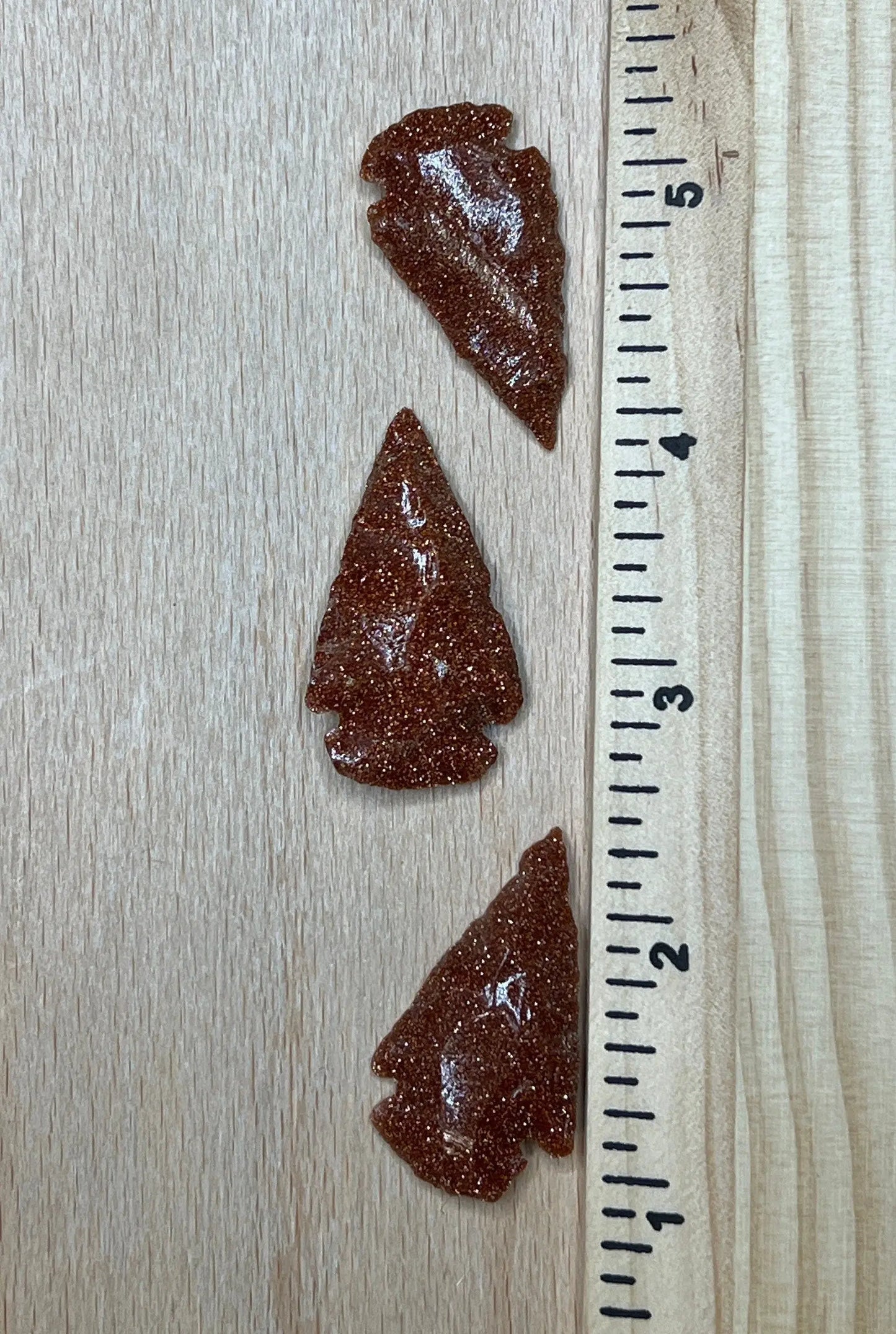 Goldstone Knapped Arrowhead (Synthetic) 1336 (Approx. 1 1/4”- 1 5/8”) Shop Wholesale Crystals