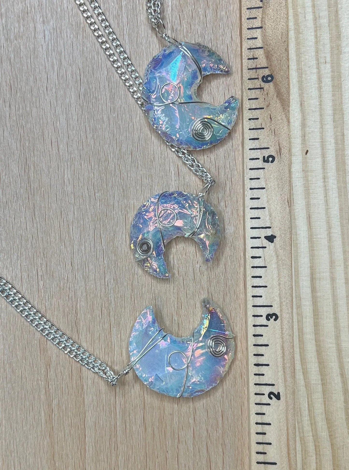 Angel Aura Opalite Knapped Moon Handmade Wire Wrapped Necklace NCK-2635 Shop Wholesale Crystals