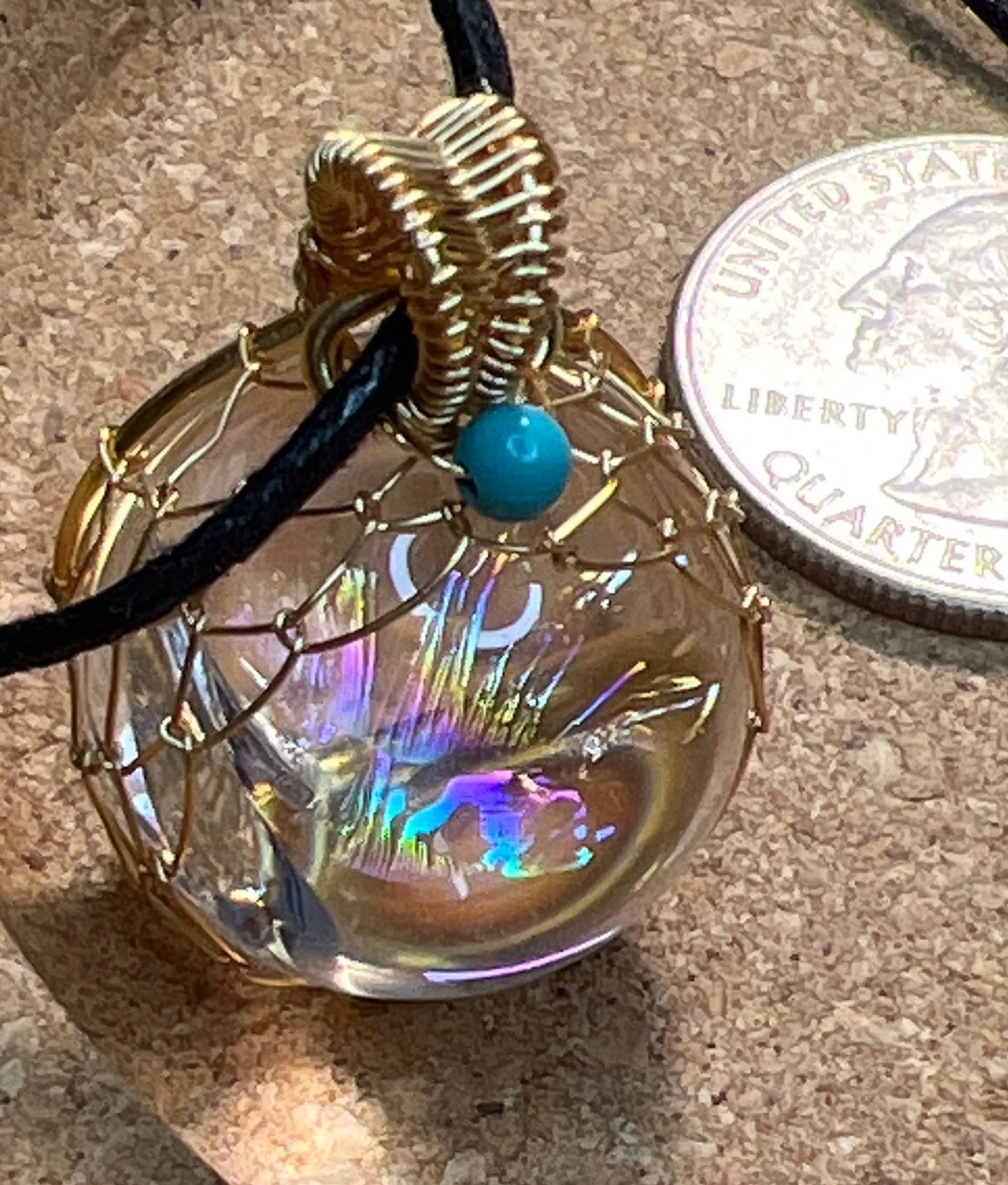Clear Quartz Sphere Wire Wrapped Necklace, Dream Catcher NCK-2670 Shop Wholesale Crystals
