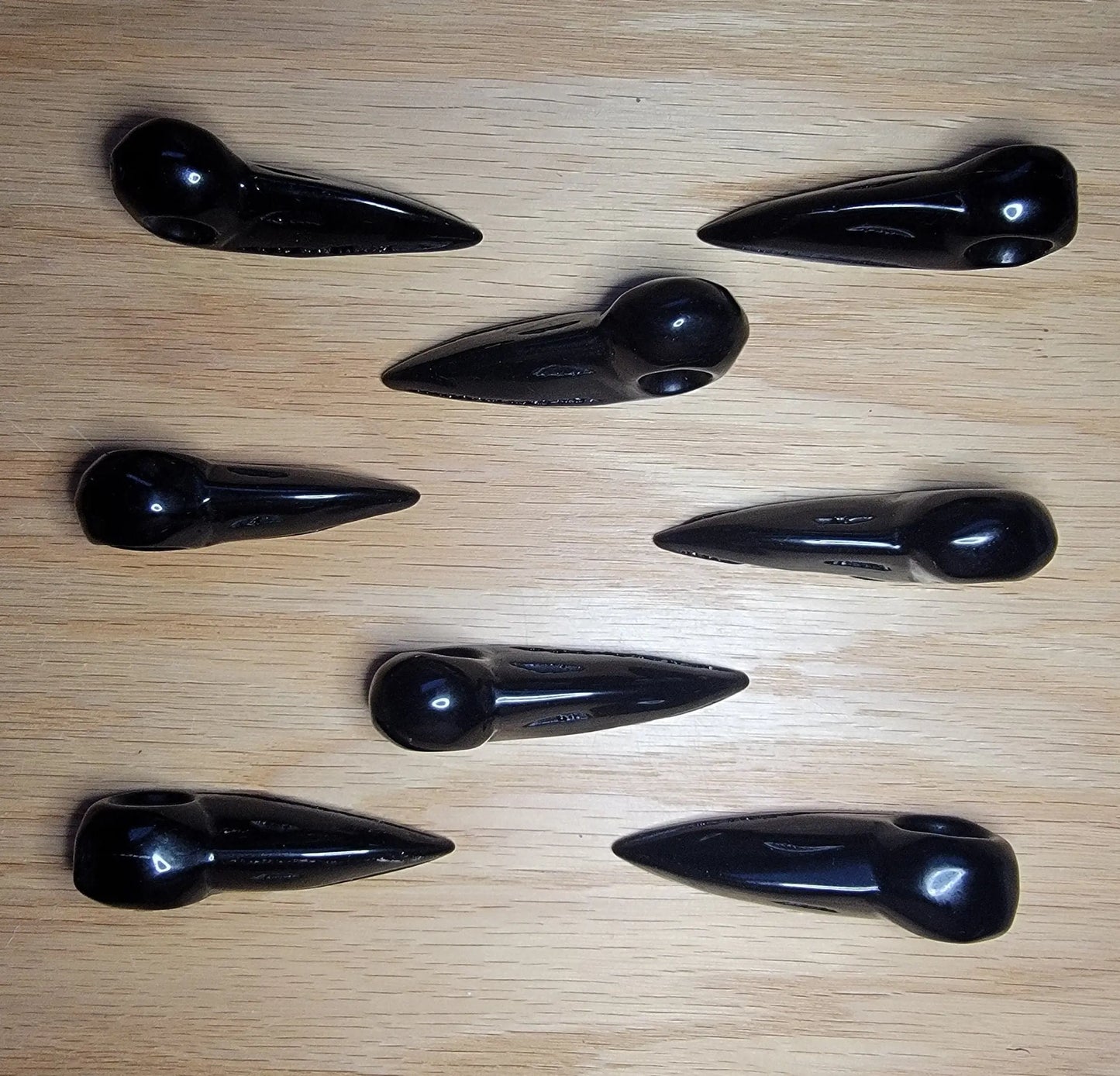 Carved Obsidian Raven Skull 0953 (Approx. 2 1/2" - 3 1/4") Supply for Crystal Grid, Home Decor or Halloween Crafts Shop Wholesale Crystals