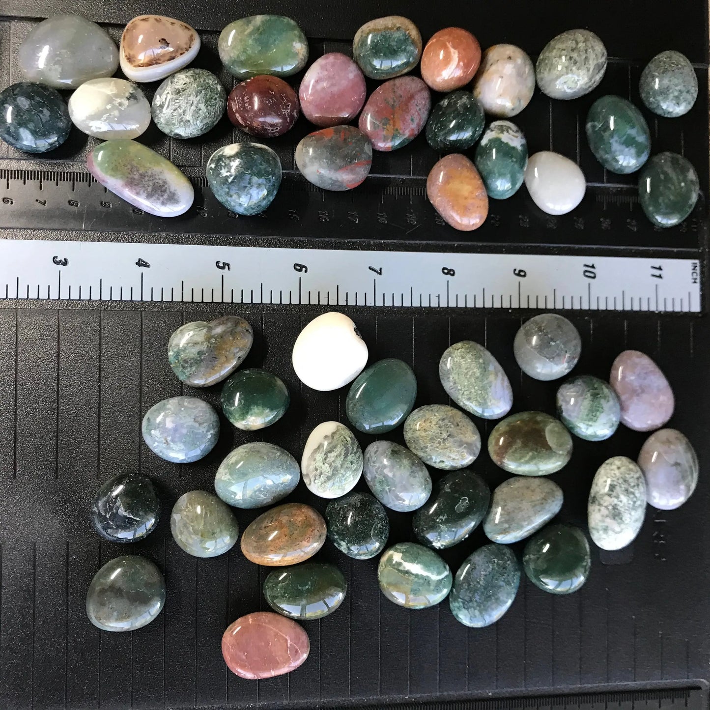 Polished Moss Agate, Tumbled Stone (Approx. 3/4" - 1 1/4" long) for Wire Wrapping or Crystal Grid Supply BIN-1259 Shop Wholesale Crystals