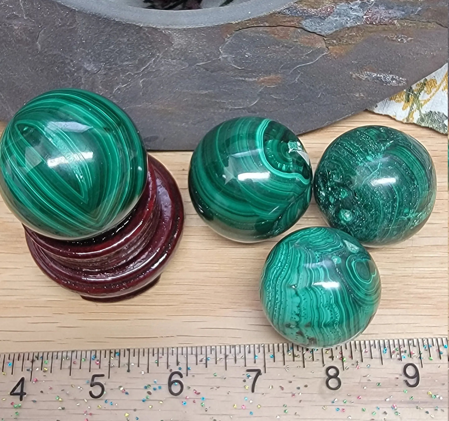 Malachite Sphere 0348 Natural. Authentic. (Approx. 38 mm - 43 mm) Shop Wholesale Crystals
