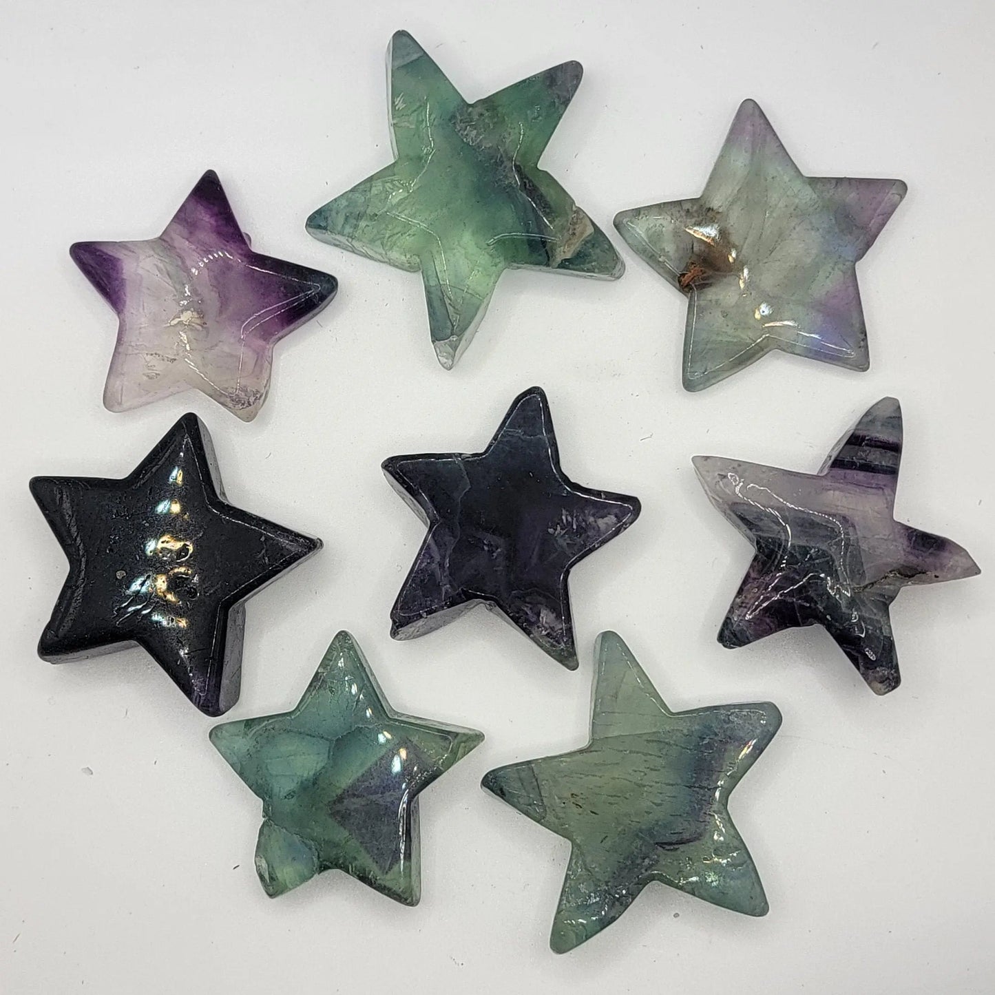 Carved Fluorite Star (Approx. 1 1/2" - 2") 1476 Crown Chakra, Memory, Learning, Calming Shop Wholesale Crystals