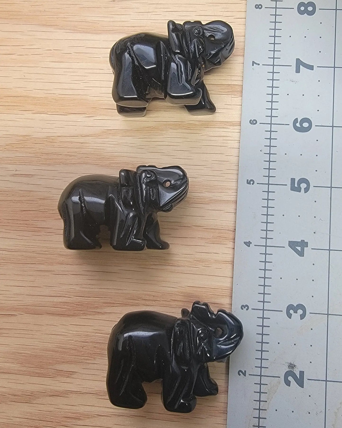 Black Obsidian Carved Elephant (Approx. 2") 0971 Shop Wholesale Crystals