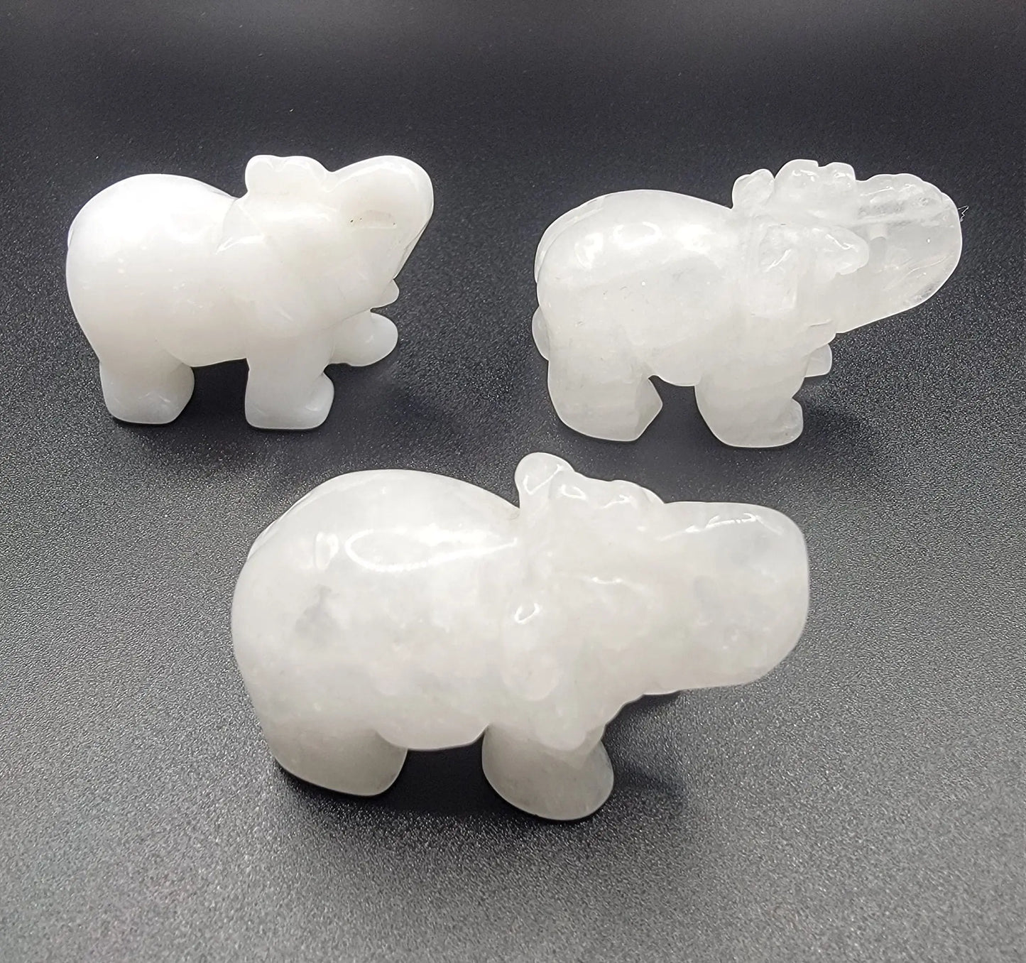 Snow Quartz Carved Elephant (Approx. 2") 0057 Shop Wholesale Crystals