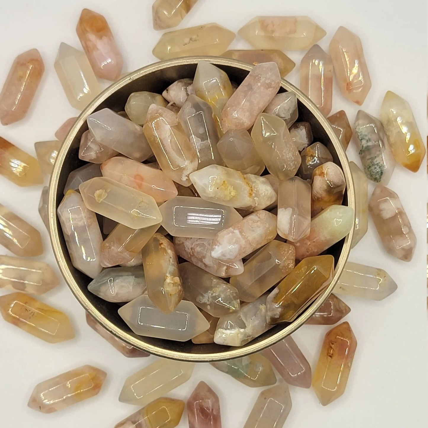 Flower Agate (Sakura Agate) Double Terminated Crystal Point (Approx. 3/4") T-0077 Shop Wholesale Crystals