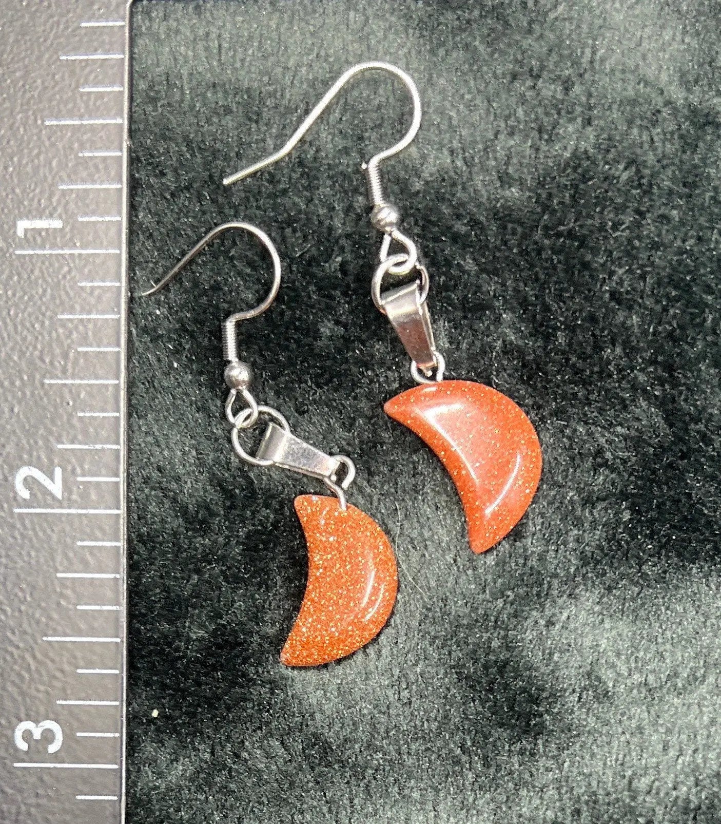 Goldstone Moon Earrings EAR-0065 Shop Wholesale Crystals