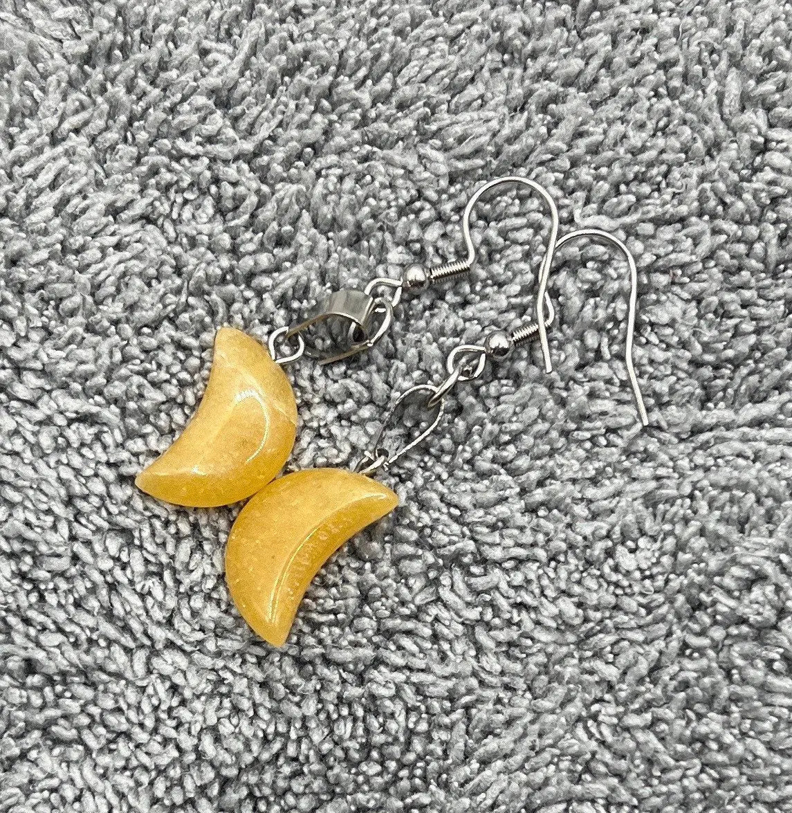 Yellow Agate Moon Earrings EAR-0062 - Shop Wholesale Crystals