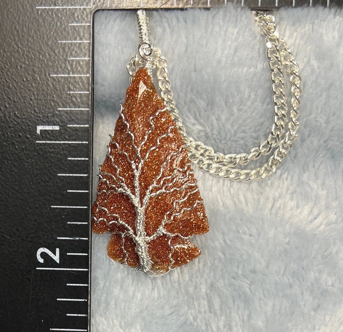 Goldstone Knapped Arrowhead Wire Wrapped Necklace Tree Of Life NCK-2389 Shop Wholesale Crystals