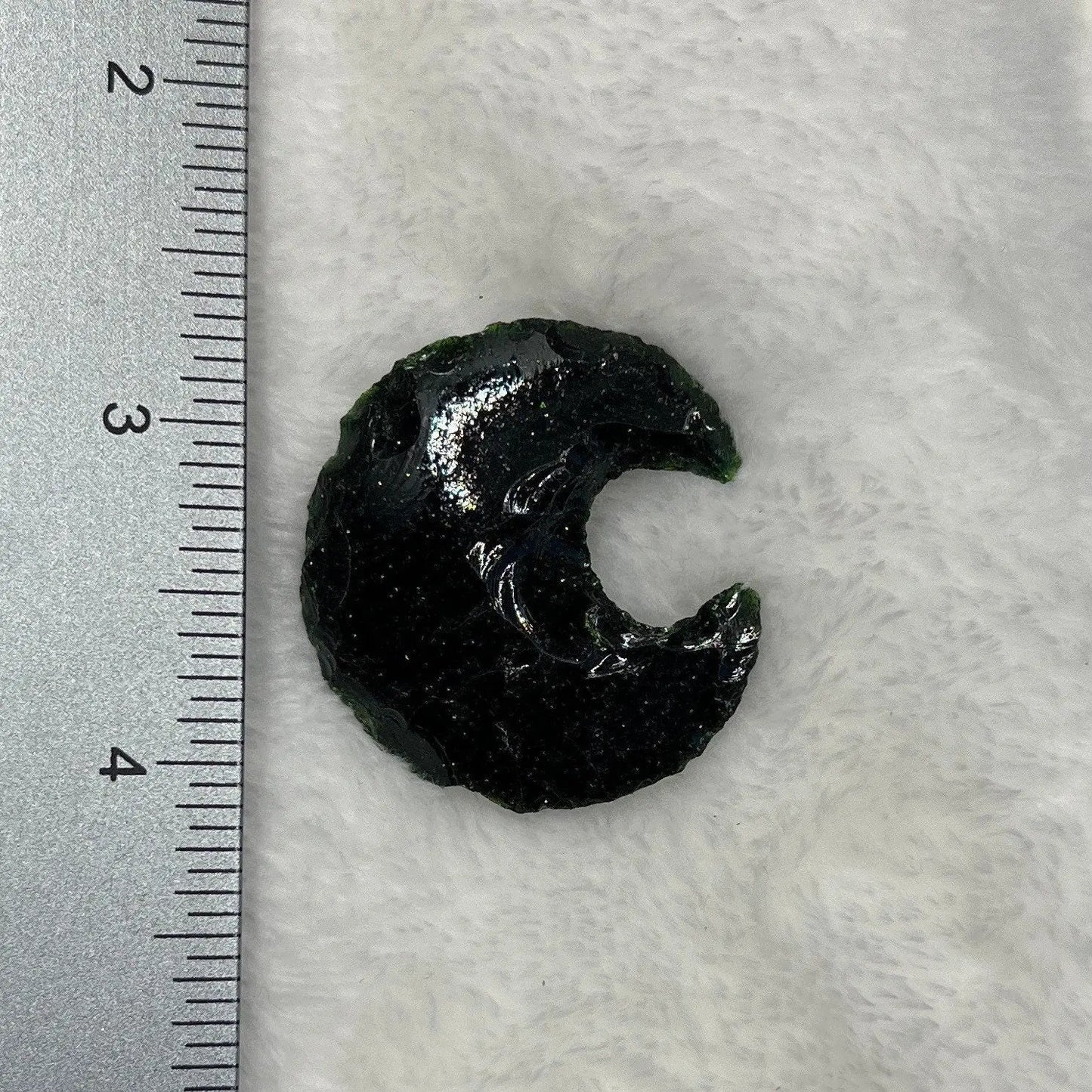 Green Goldstone Knapped Moon 1327 (Approx. 1 1/4”-1 1/2”) Shop Wholesale Crystals