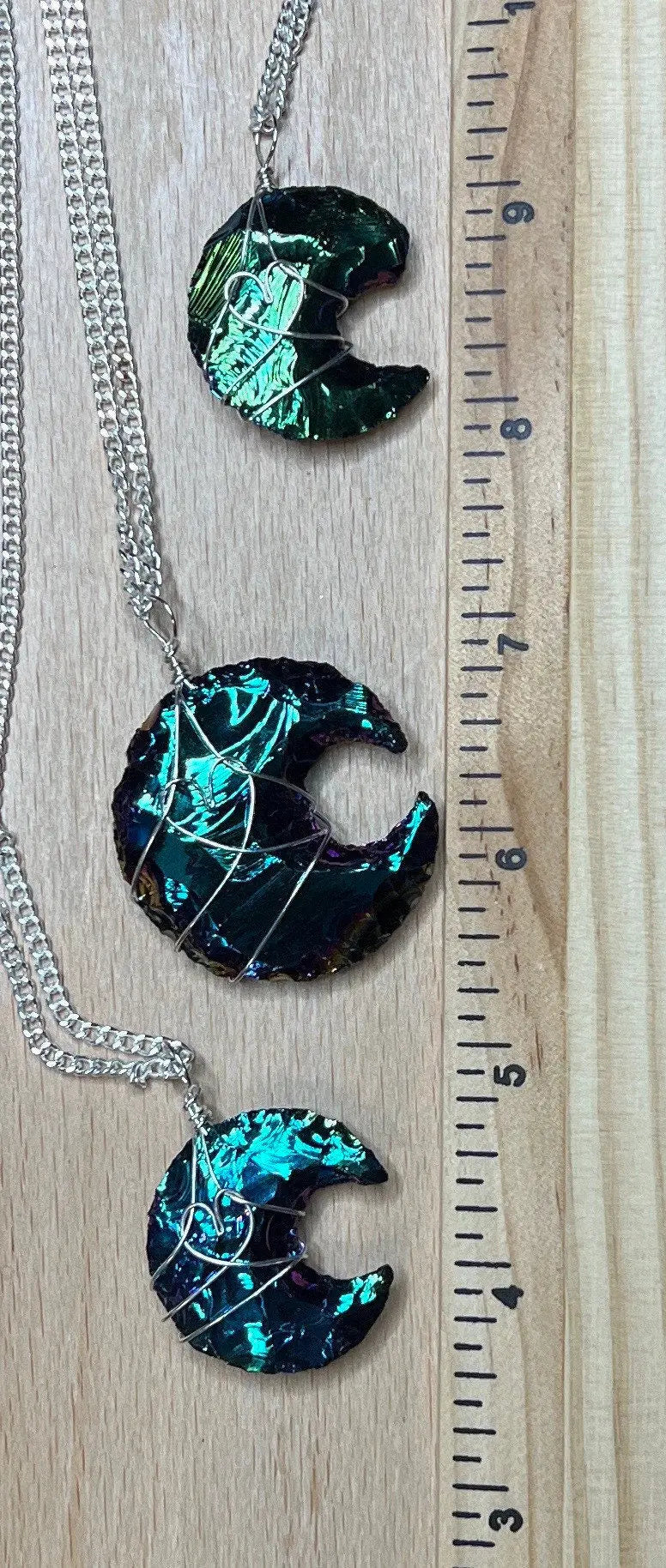 Tanzin Aura Obsidian Knapped Moon Necklace 1092 Shop Wholesale Crystals