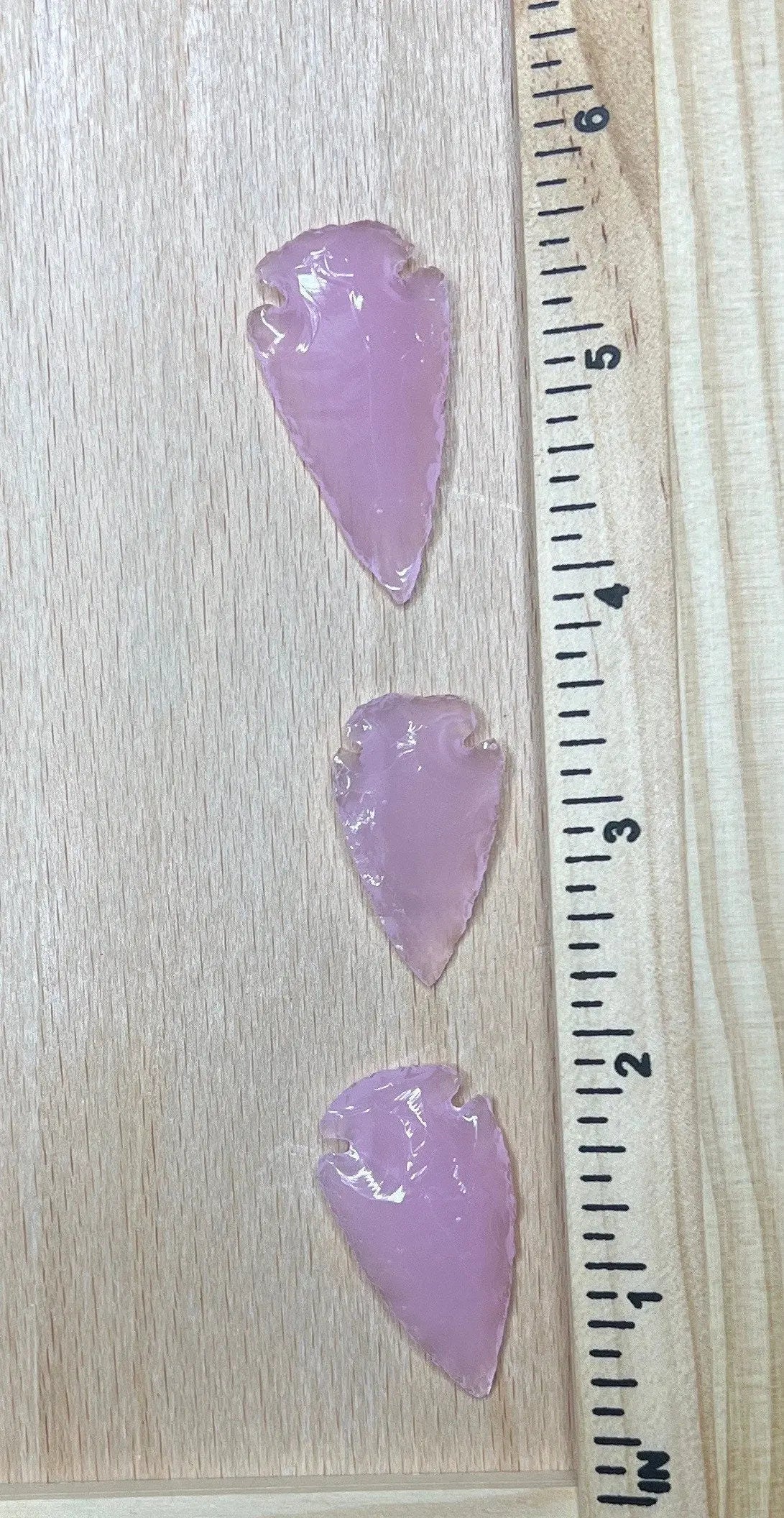 Pink Opalite Knapped (Synthetic) Arrowhead 1361 Approx. 1 1/4”- 1 3/4” Shop Wholesale Crystals