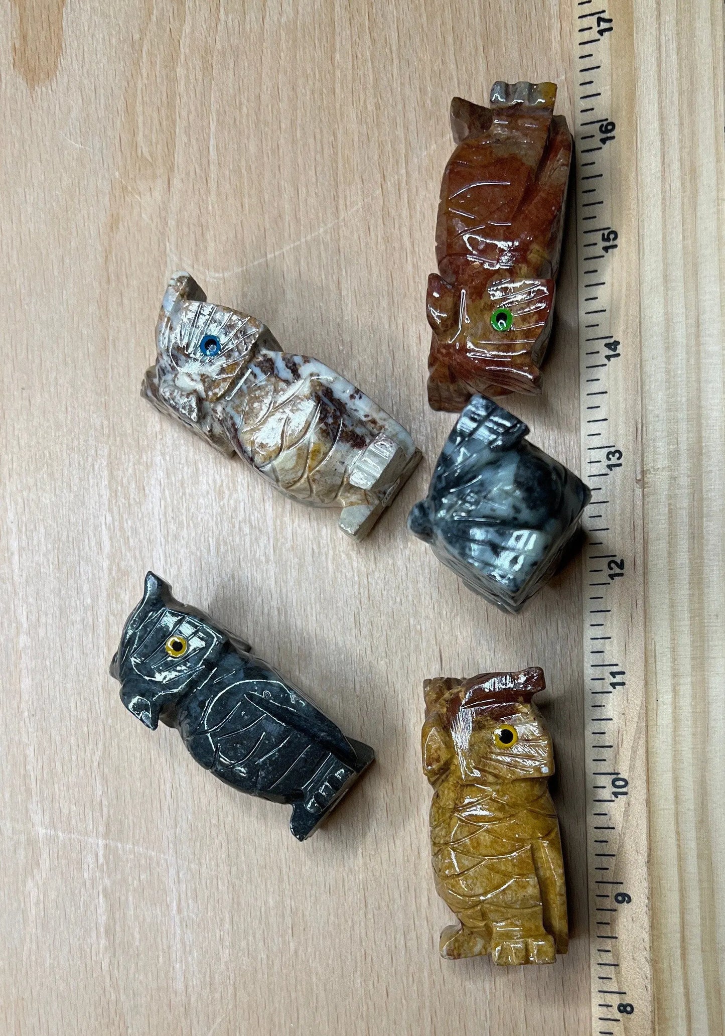 Carved Owl Soapstone Figurine 0802 Approx. 2 5/8” Shop Wholesale Crystals