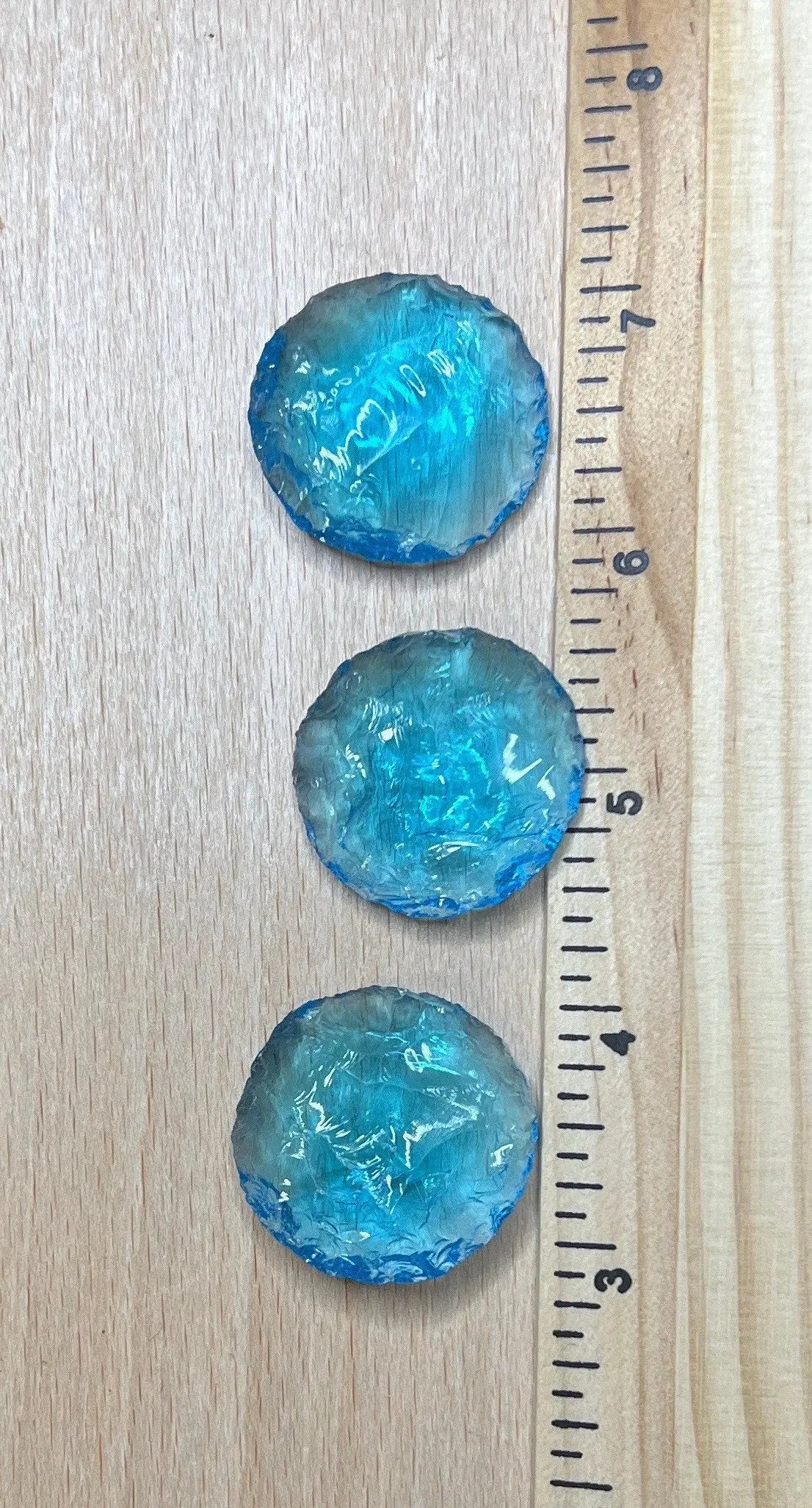 Blue Obsidian (Blue Glass) Knapped Disc 1343 Approx. 1 1/4”- 1 5/8” Shop Wholesale Crystals