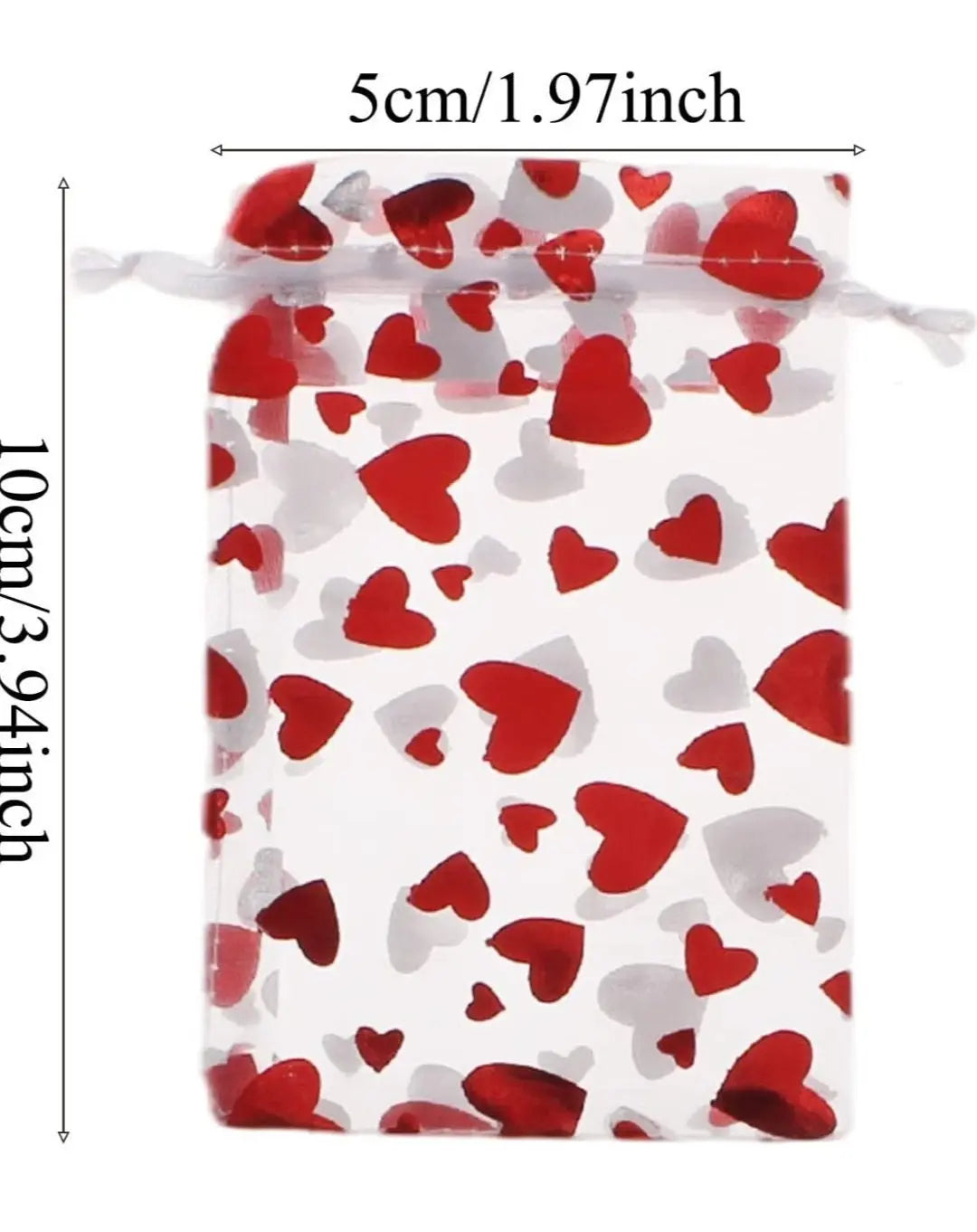 Heart Organza Drawstring Bag, Valentine's Day BAG-0048 (Approx. 3”x 4”) Shop Wholesale Crystals