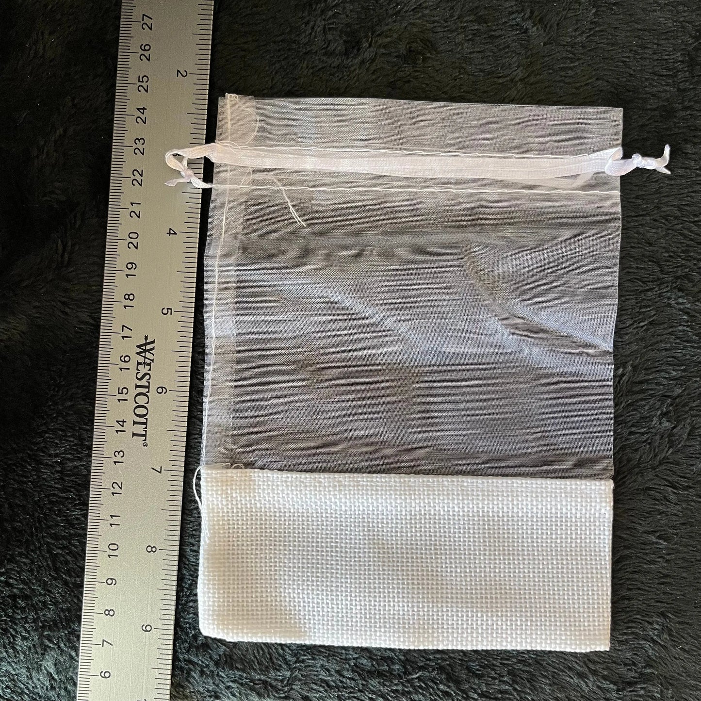 White Organza and Burlap Drawstring Bag (Approx. 5”X7”) BAG-0066 Shop Wholesale Crystals
