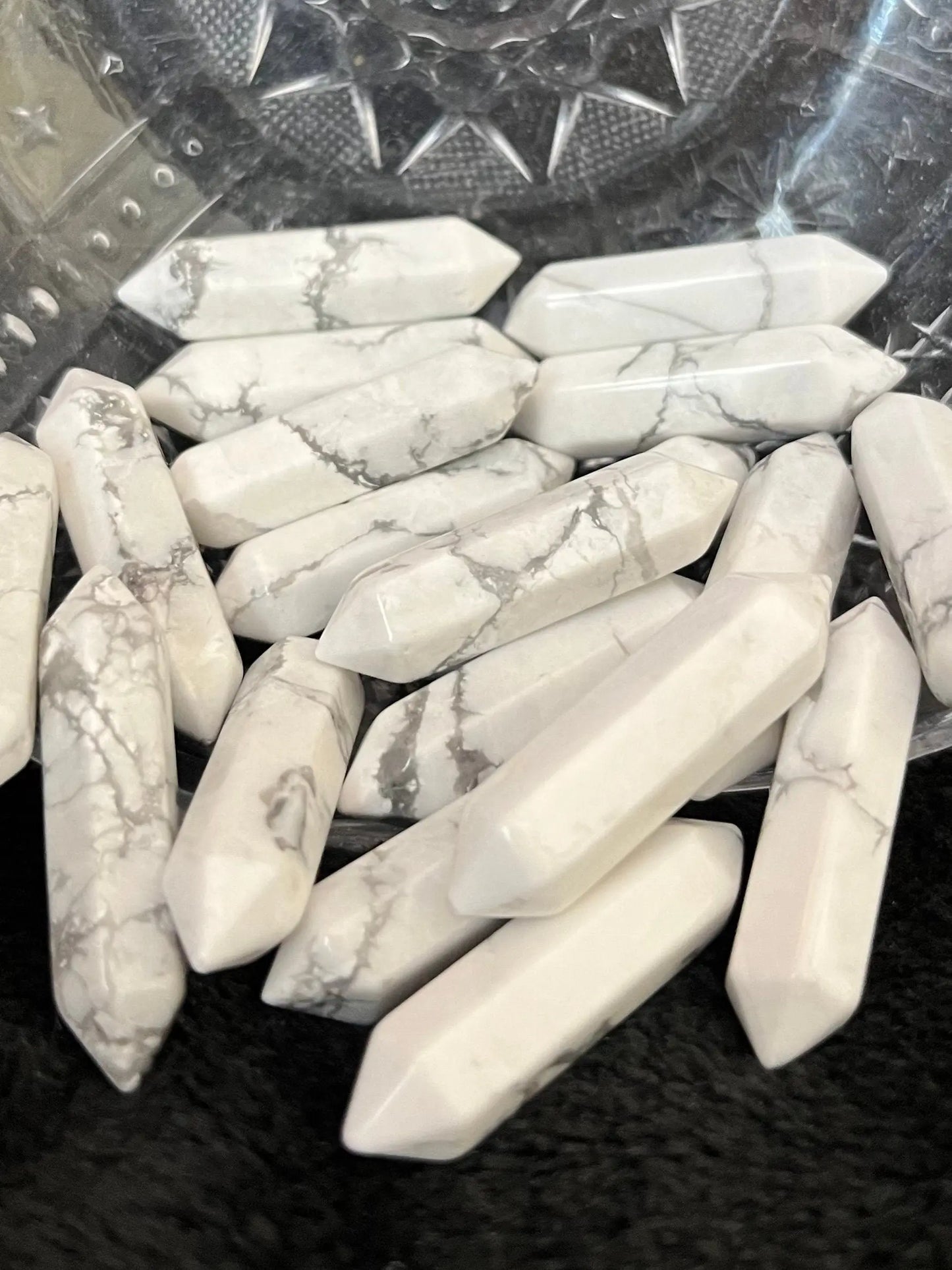 White Howlite Double Point (Approx. 1 1/8”) T-0004 Shop Wholesale Crystals