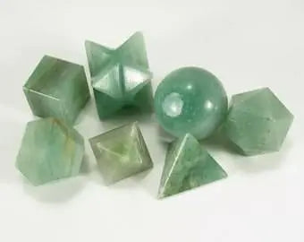 Green Aventurine Sacred Geometry Kit, Carved Shapes E-0001 Shop Wholesale Crystals