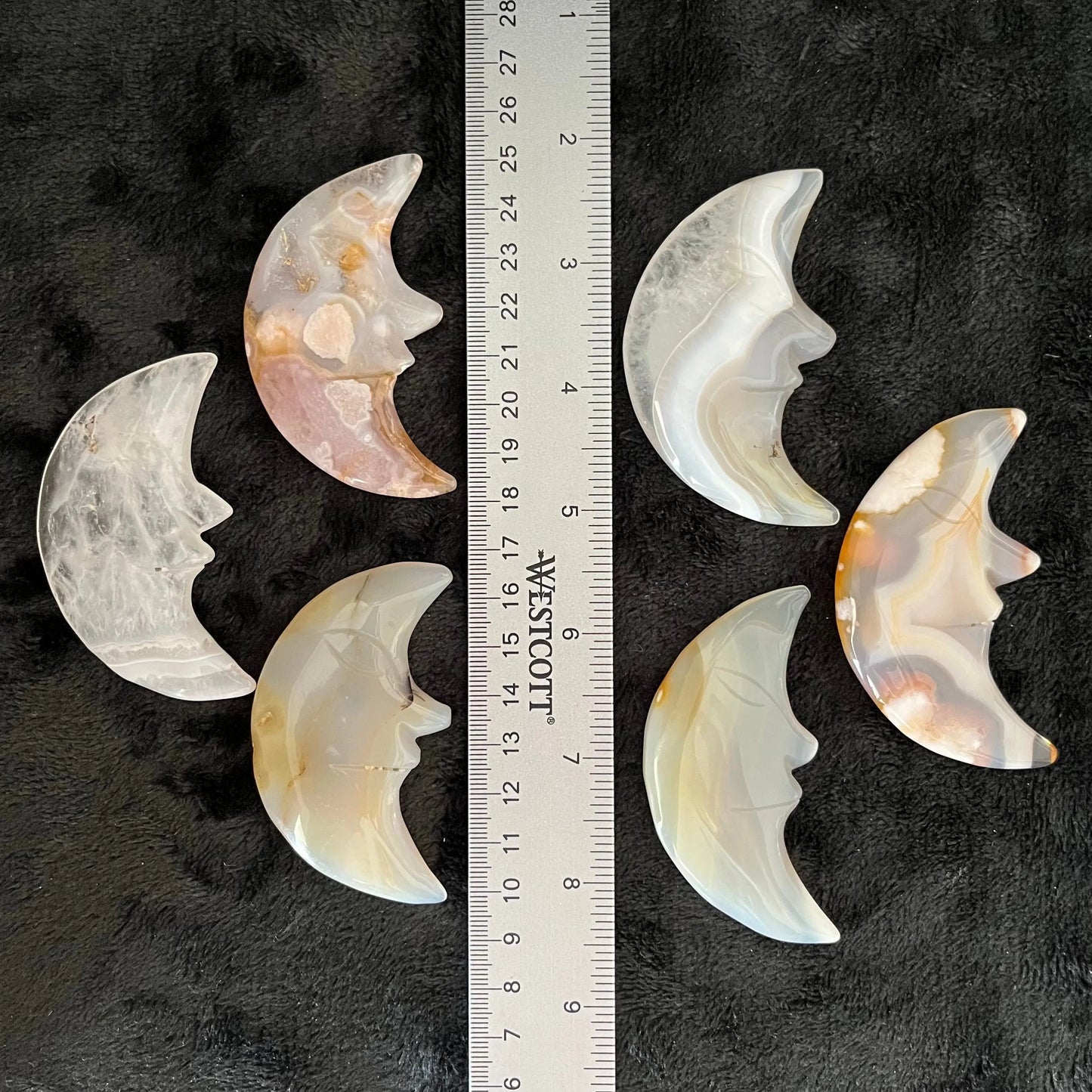 Flower Agate Carved Moon 0992 Shop Wholesale Crystals