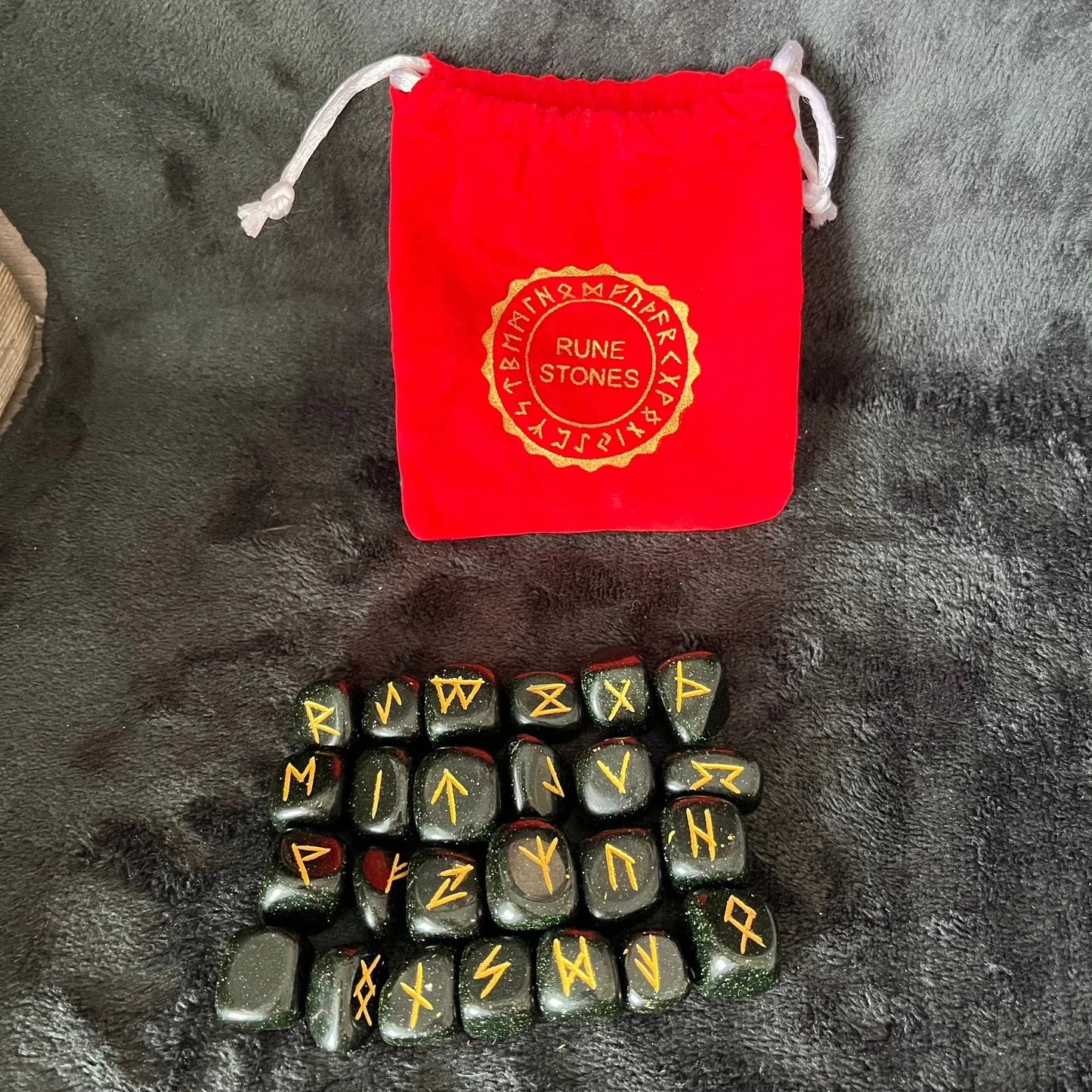 Green Goldstone 25 Piece Rune Kit KIT-0036 Shop Wholesale Crystals