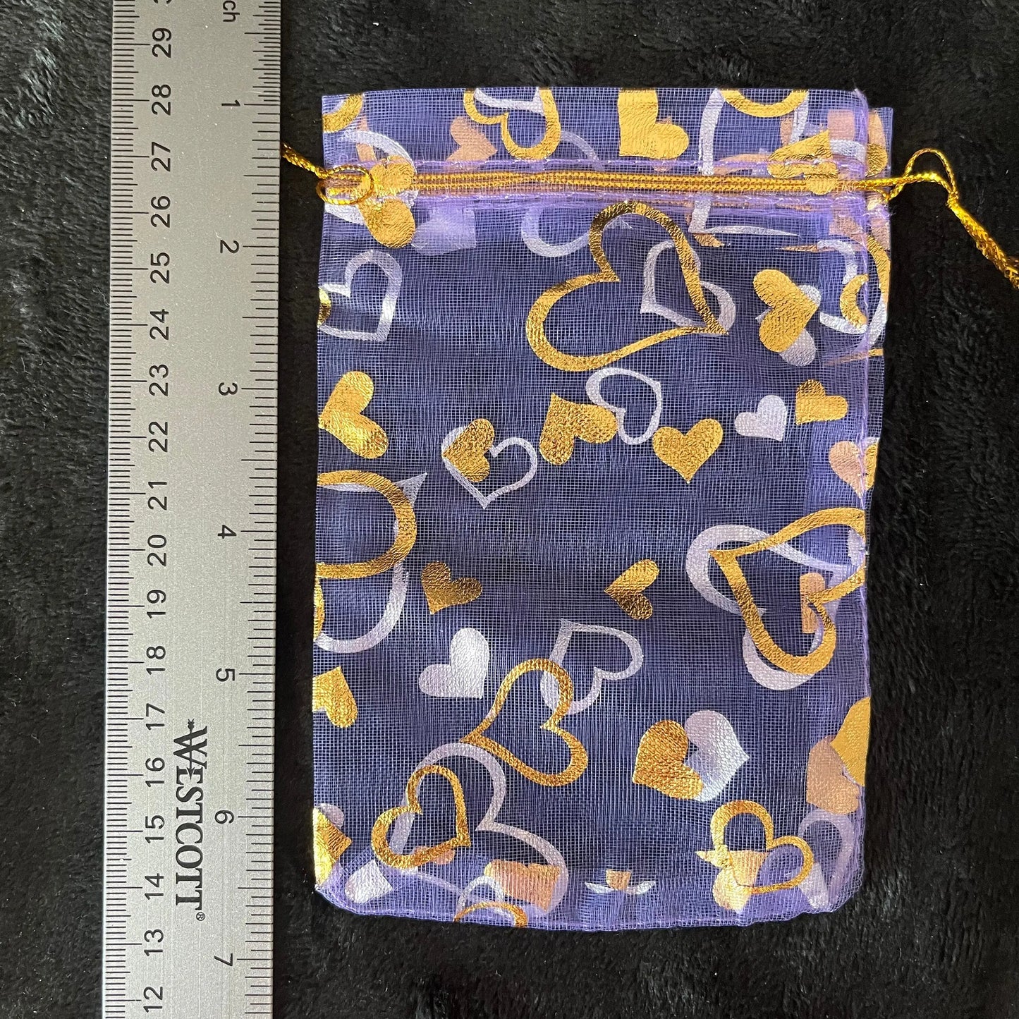 Purple Metallic Heart Organza Bag (Approx. 4” X 6”) BAG-0082 Shop Wholesale Crystals