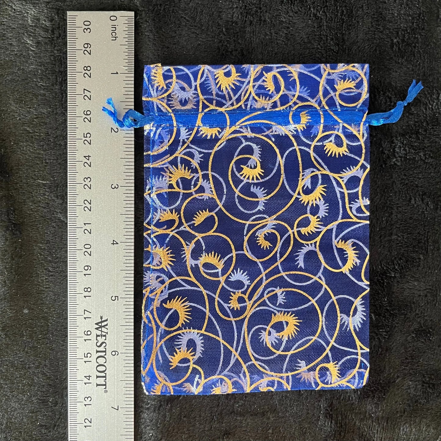 Blue Metallic Swirl Organza Bag (Approx. 4” x 6") BAG-0090 Shop Wholesale Crystals