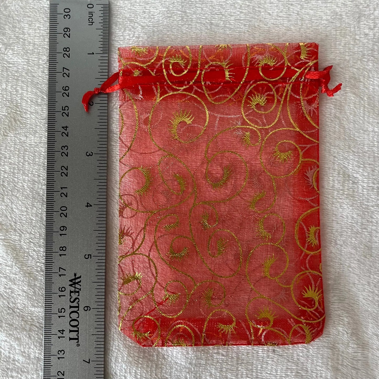 Red Metallic Swirl Organza Bag (Approx. 4” x 6") BAG-0093 Shop Wholesale Crystals