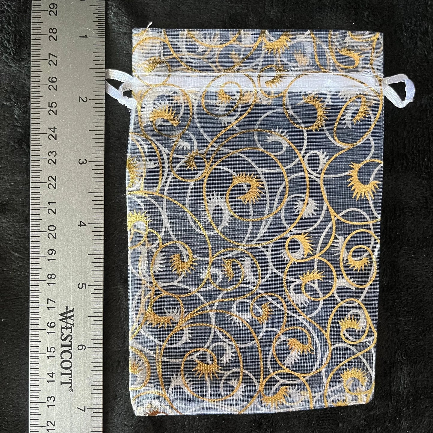 White Metallic Swirl Organza Bag (Approx. 4” x 6") BAG-0085 Shop Wholesale Crystals