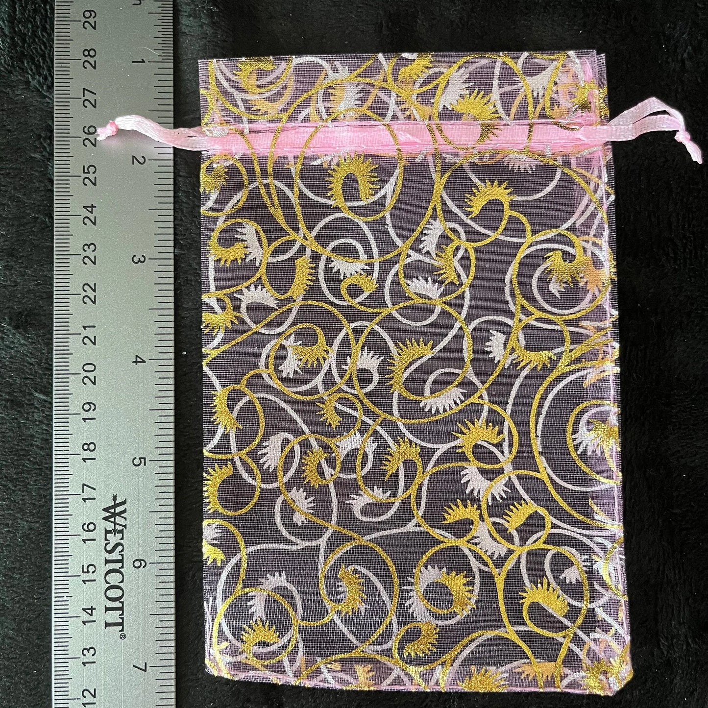 Pink Metallic Swirl Organza Bag (Approx. 4” x 6") BAG-0084 Shop Wholesale Crystals