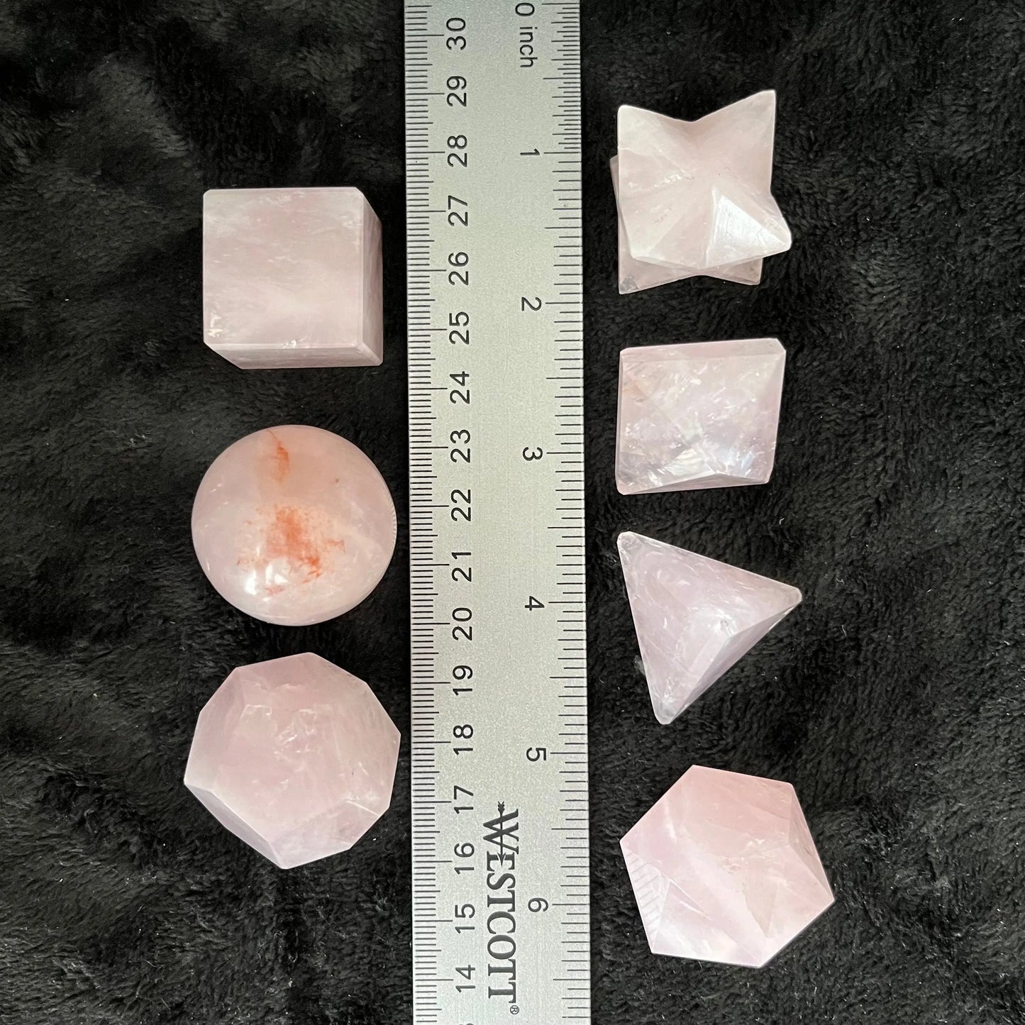 Rose Quartz 7-piece Sacred Geometry Set (Approx. 25mm) E-0026 Shop Wholesale Crystals