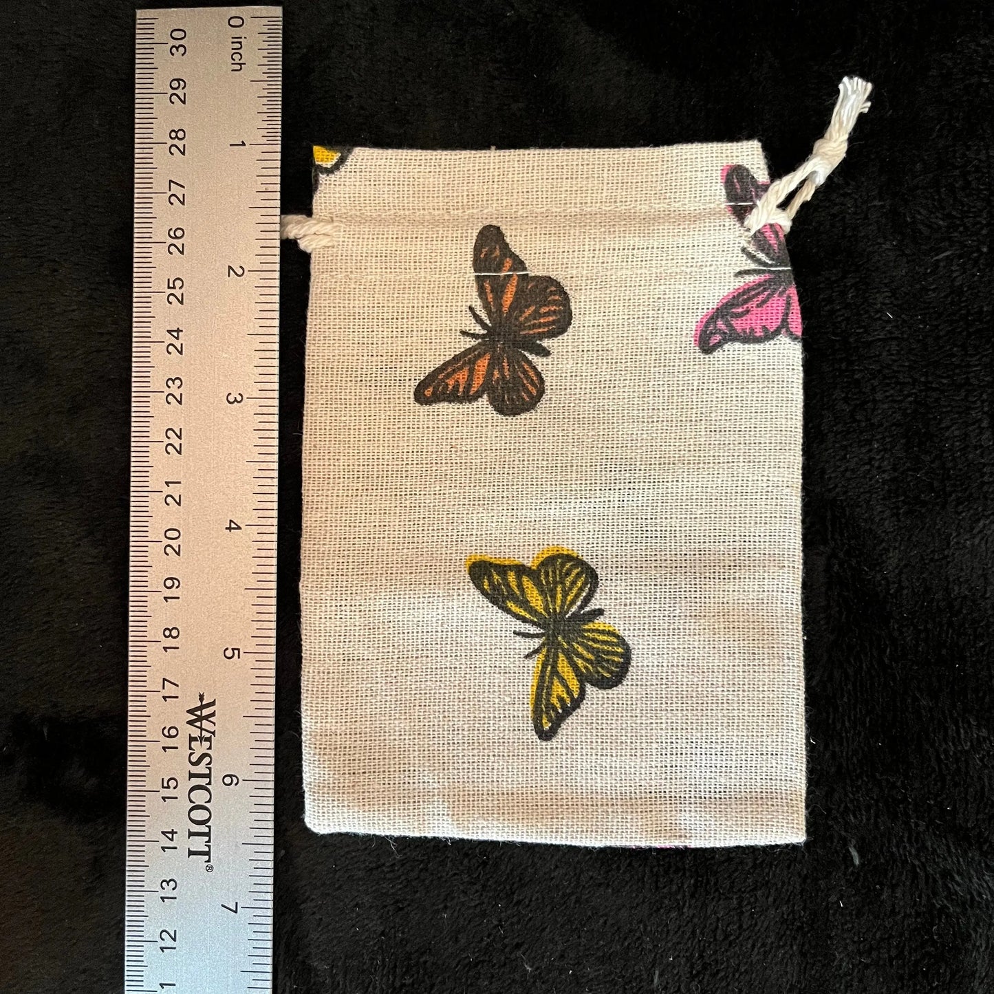 Butterfly Burlap Drawstring Bag (Approx. 4”X51/2") BAG-0176 Shop Wholesale Crystals