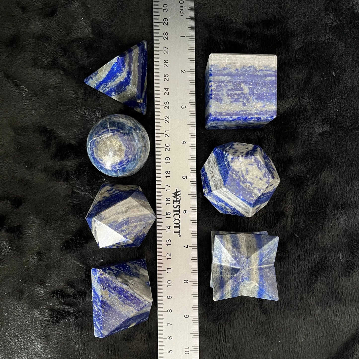 Lapis Lazuli 7 Piece Sacred Geometry Set (Approx. 45-55mm) F-0051 Shop Wholesale Crystals