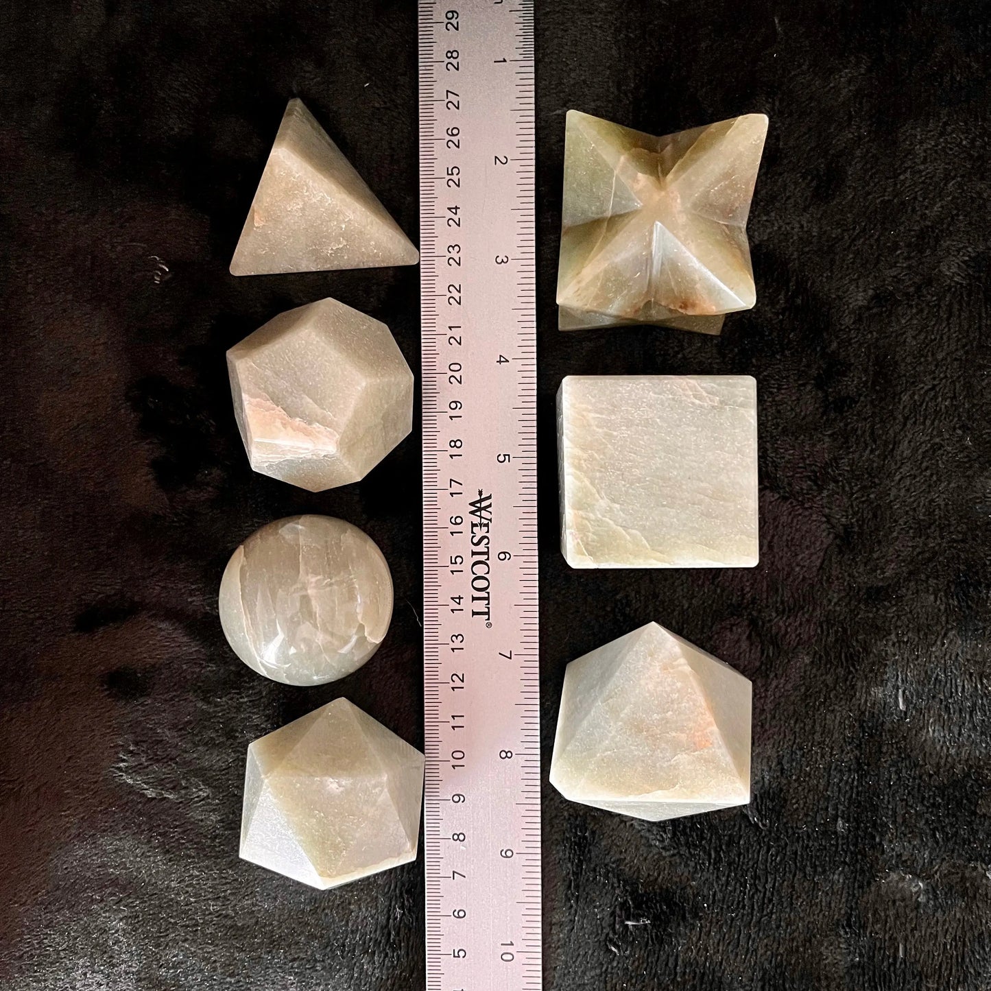 Green Aventurine 7 Piece Sacred Geometry Set (Approx. 45-55mm) F-0052 Shop Wholesale Crystals
