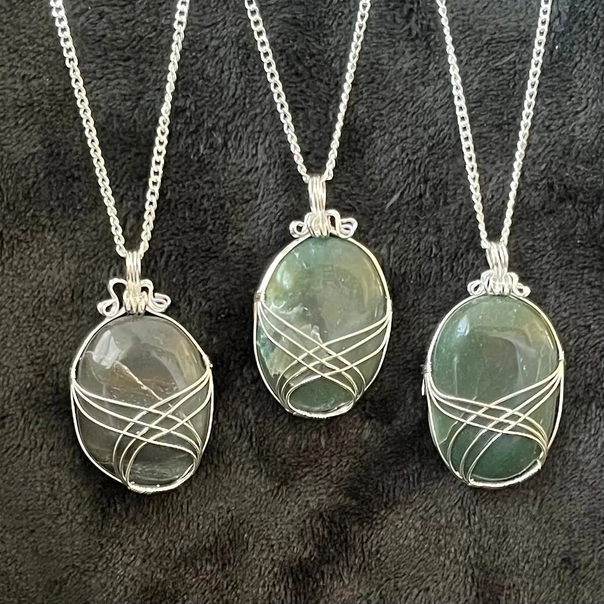 Green Aventurine Fancy Wrap Wire Wrapped Necklace, with 22” chain, 1216 Shop Wholesale Crystals